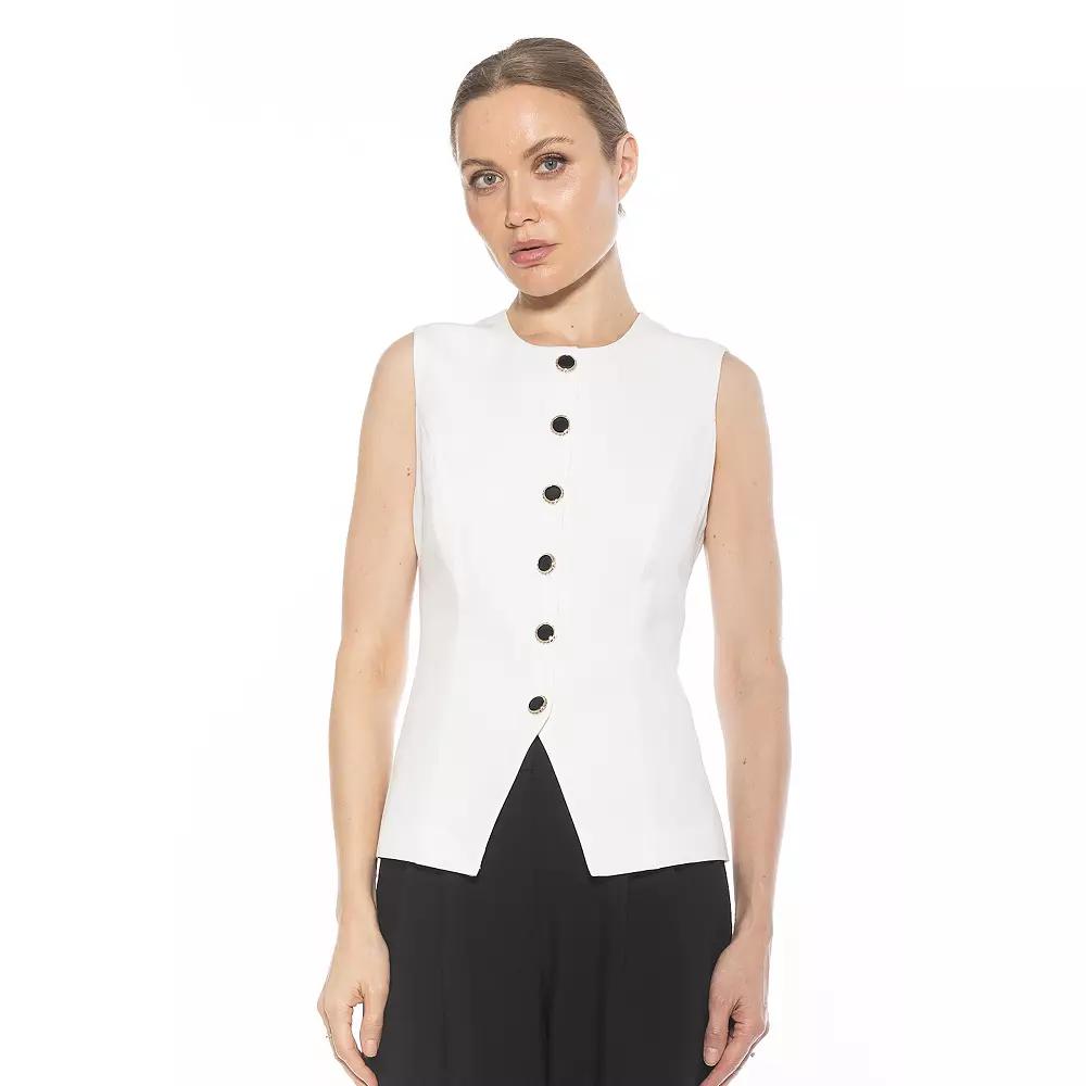 Women's ALEXIA ADMOR Kinsley Crewneck Sleeveless Vest Top, Size: 14, Ivory Product Image
