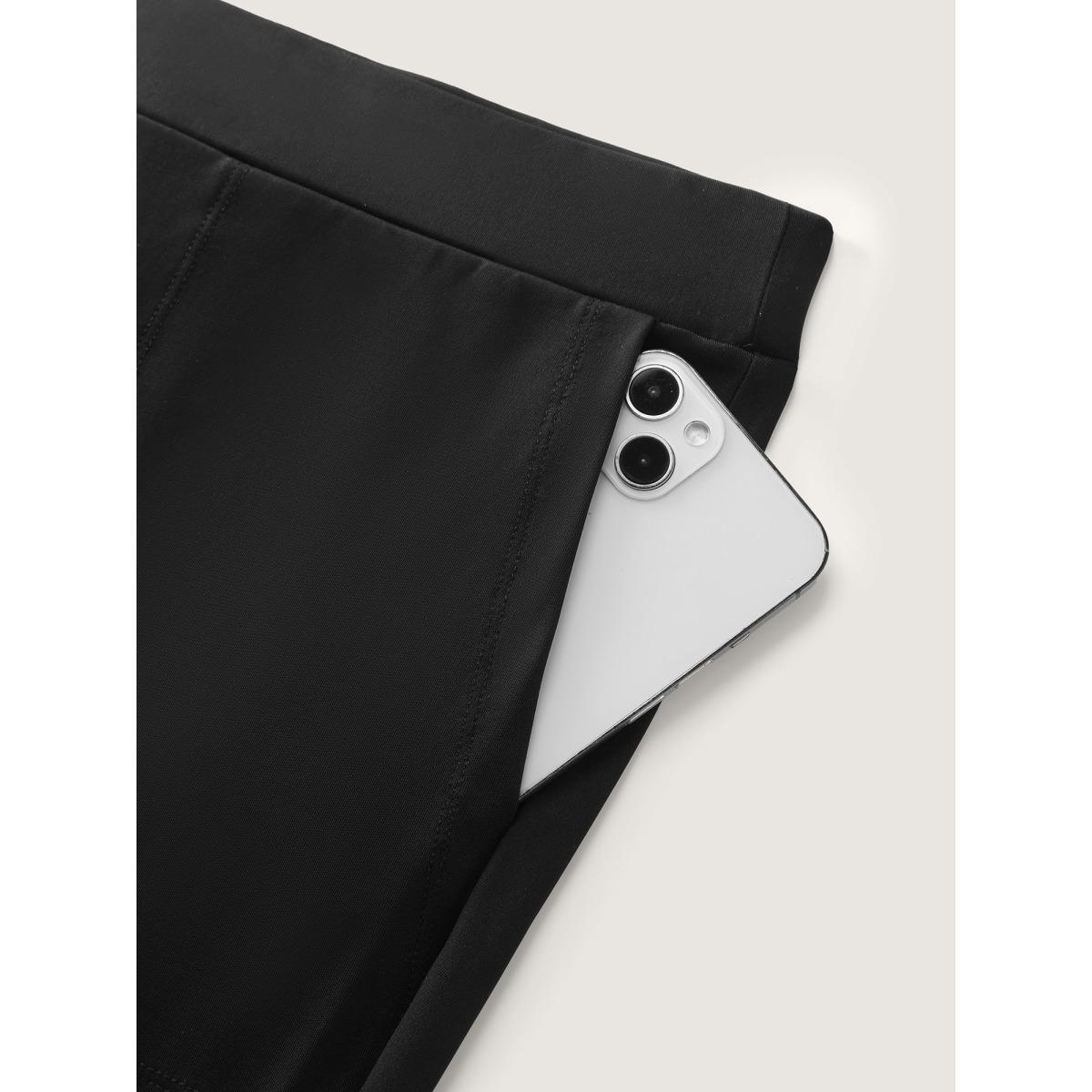 Plus Size Super Stretchy Pockets Pants Women Black Leisure Bodycon Mid Rise Casual Pants BloomChic 18-20/2X Product Image