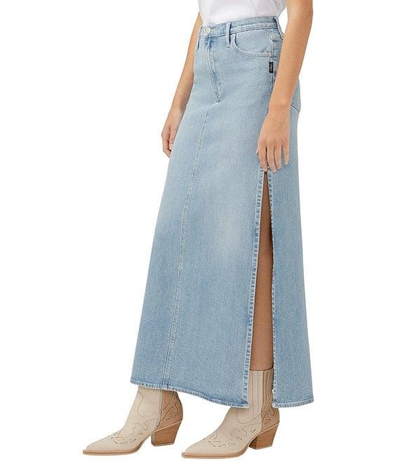 Silver Jeans Co. Slice High Rise Long Denim Skirt Product Image