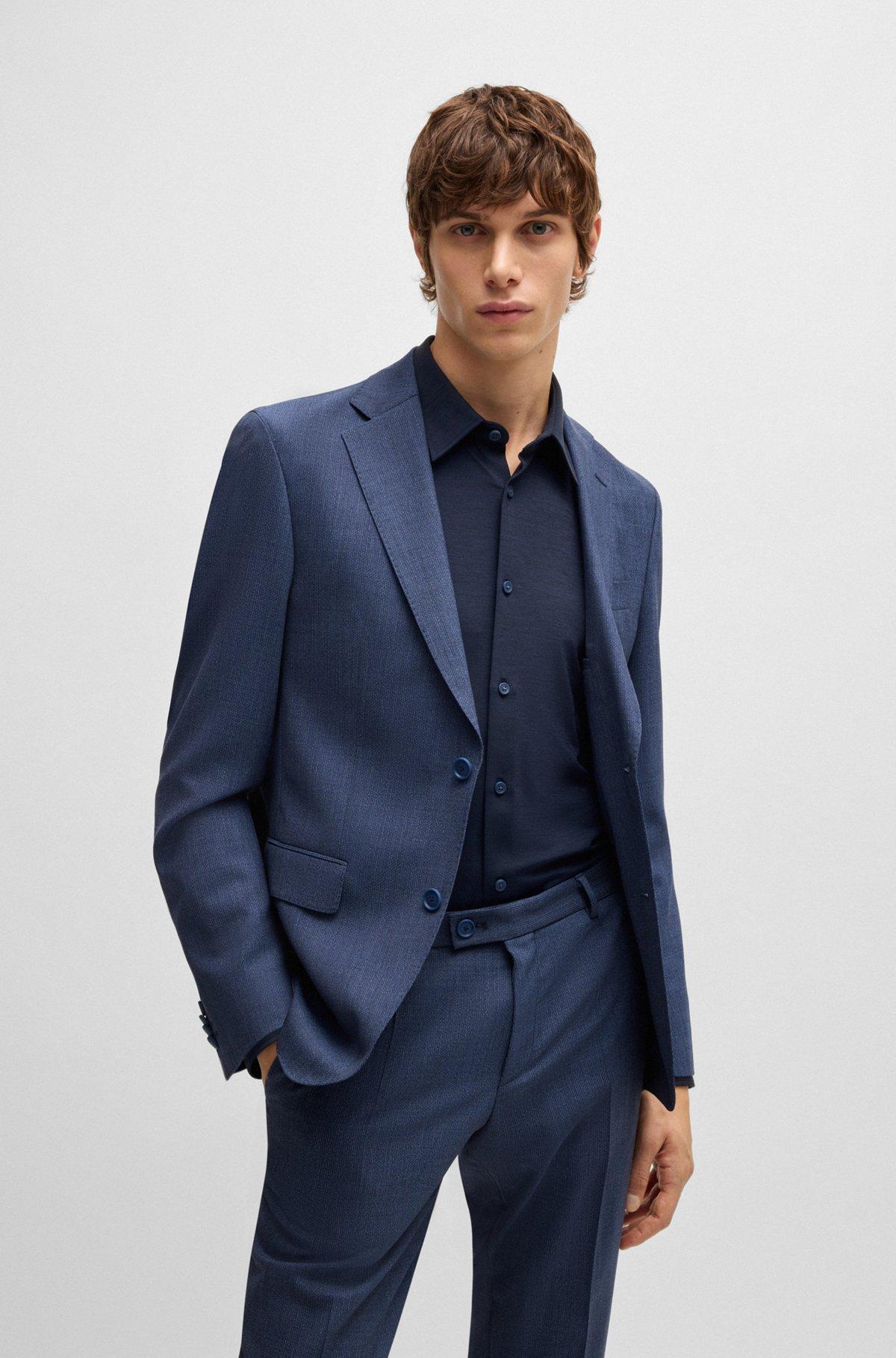 Slim-fit shirt in melange performance-stretch jersey Product Image