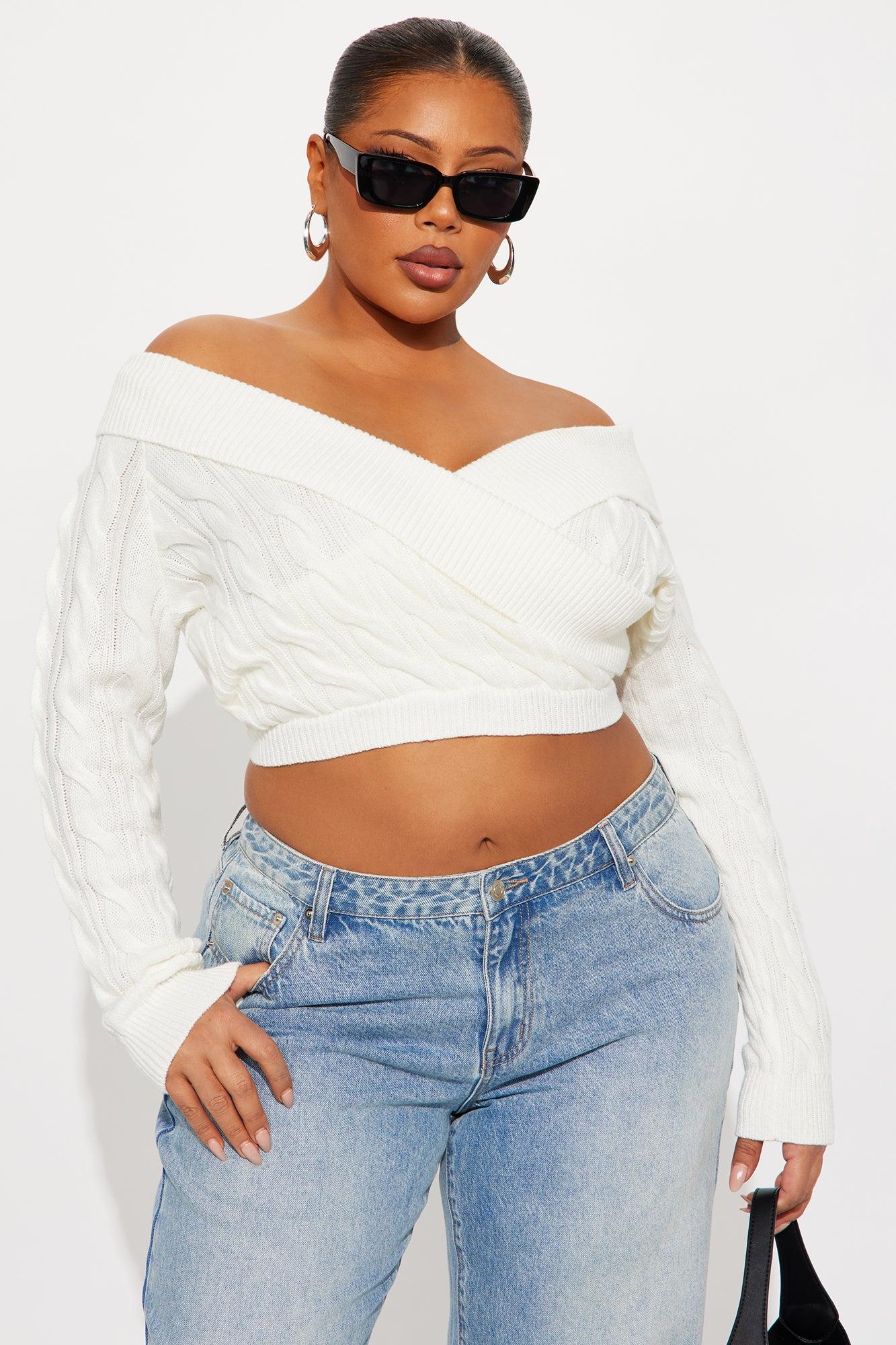 Doing My Best Cropped Sweater - Ivory Female Product Image