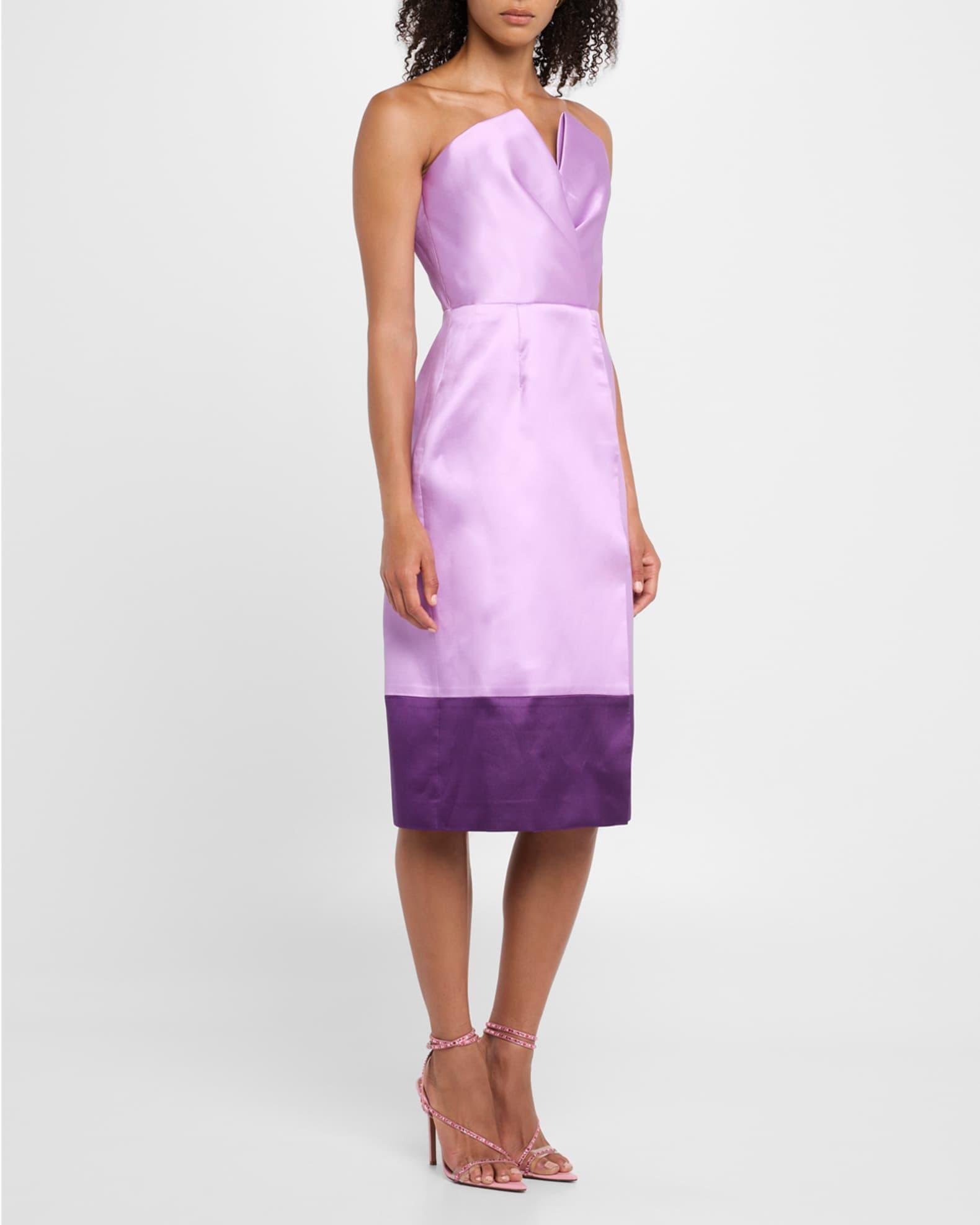 Strapless Folded Bustier Silk Midi Dress Product Image