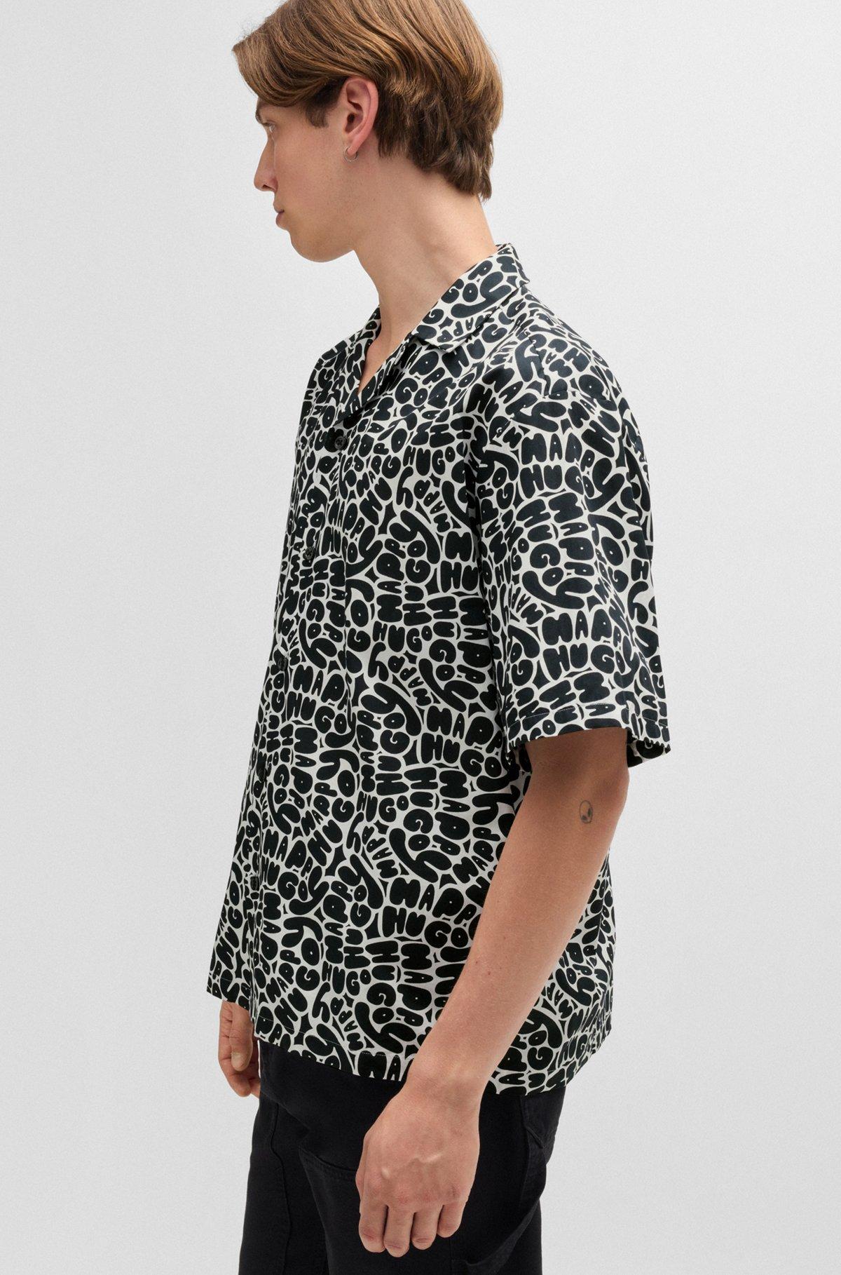 Oversize-fit shirt in seasonal-print cotton Product Image