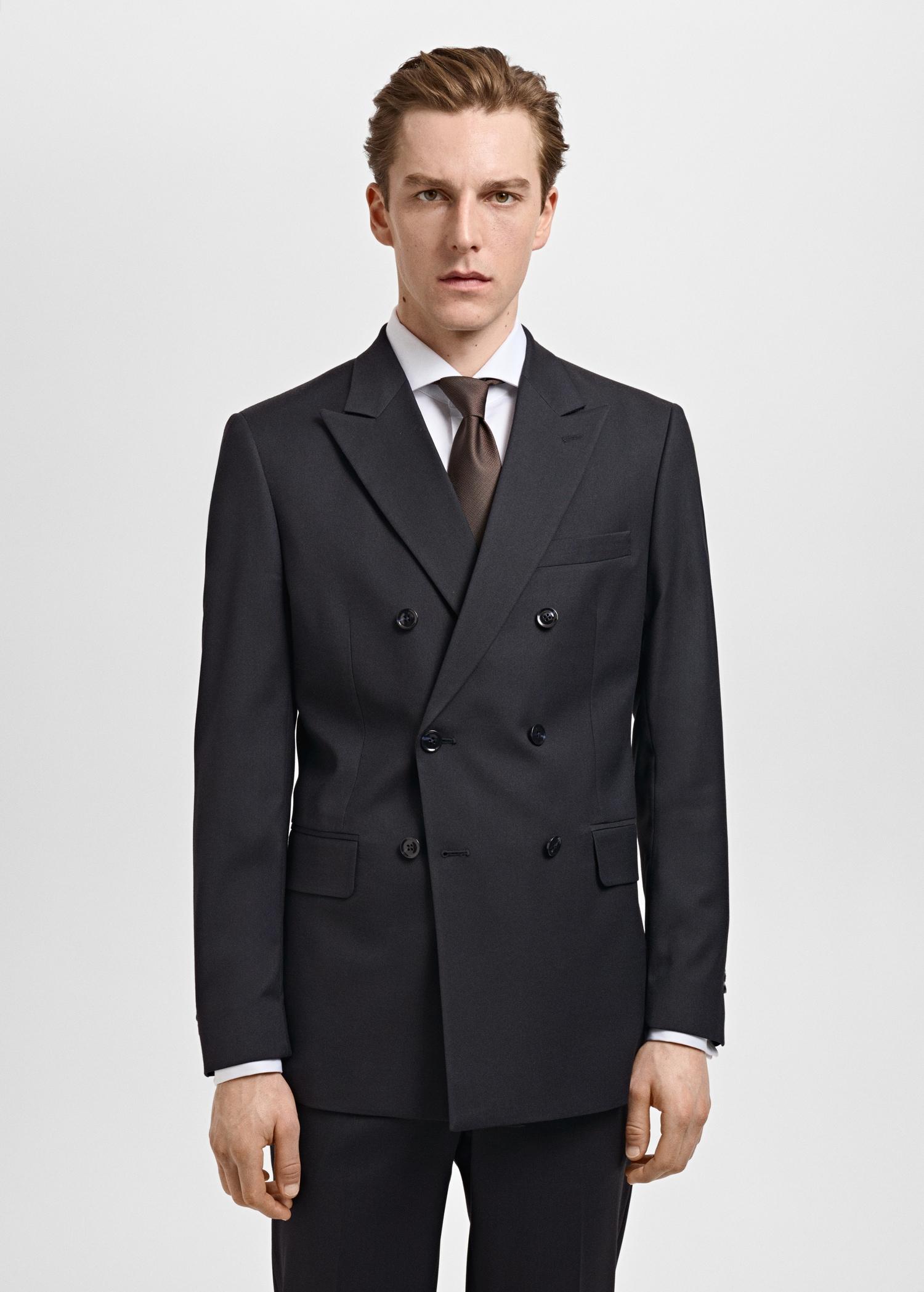 Monaco double-breasted slim-fit suit blazer - Men | MANGO USA Product Image