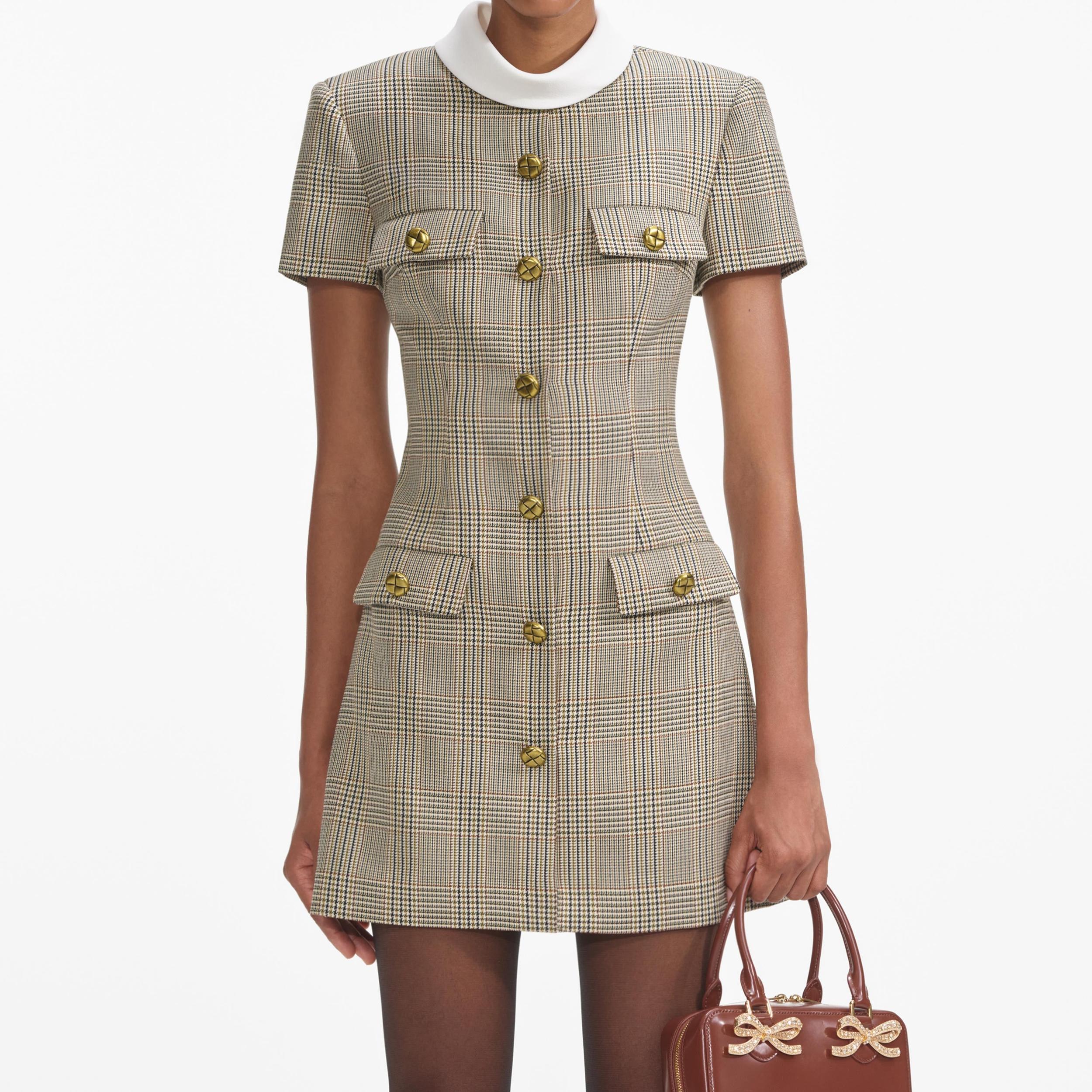 Check Wool Mini Dress Product Image