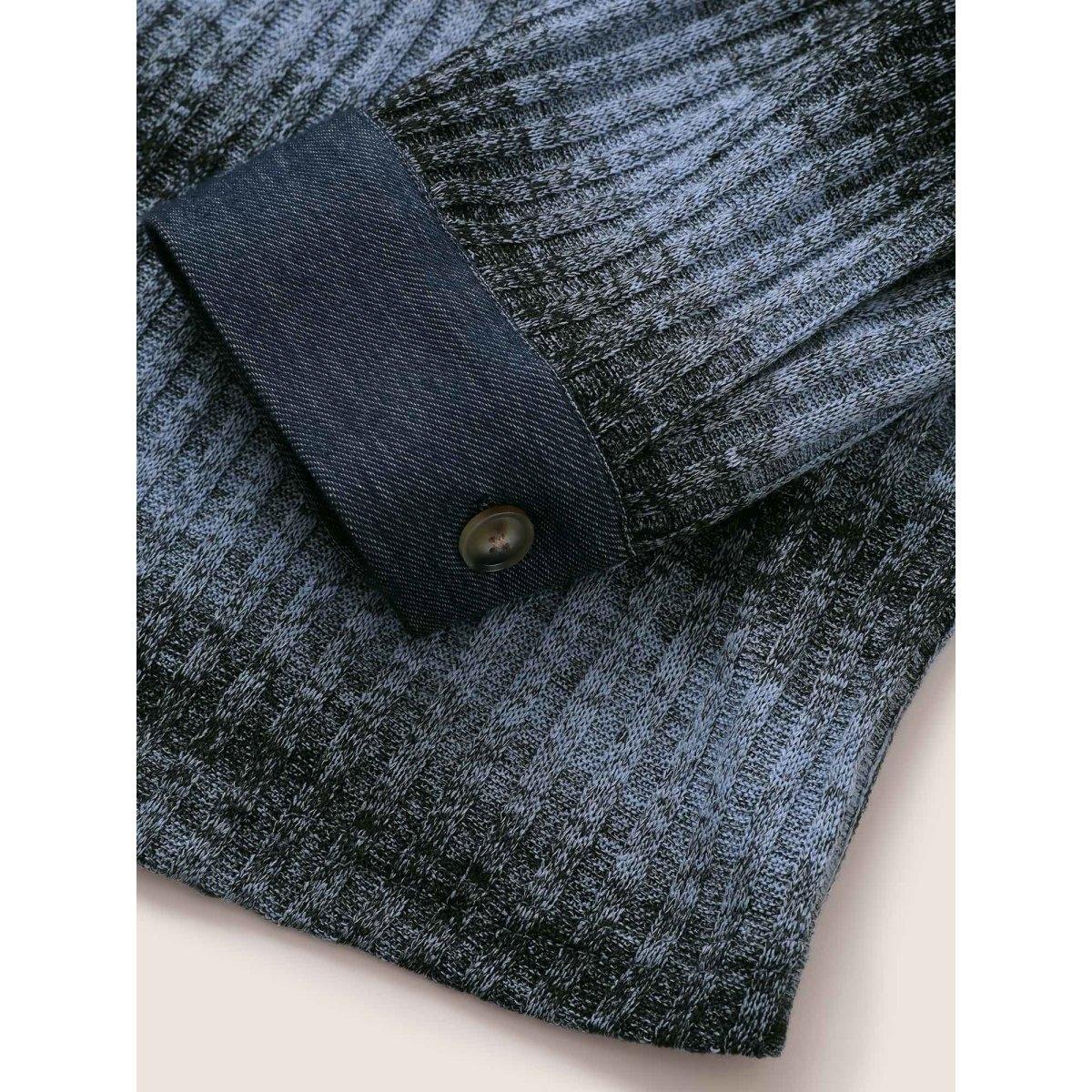 Plus Size Denim Patchwork Contrast Striped Heather Jacket Women Stone Texture Everyday Jackets BloomChic 22-24/3X Product Image