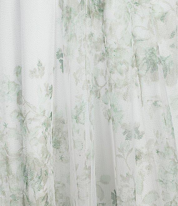 Pear Culture Floral Printed Mesh Plunging V-Neck Spaghetti Strap Dress Product Image