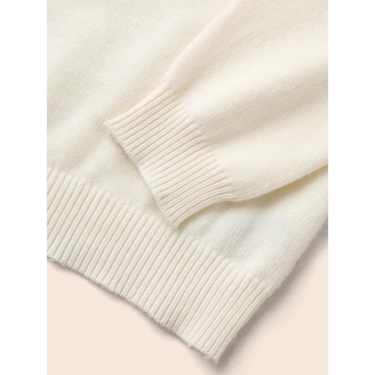 Plus Size Supersoft Essentials Bewitched Cat Crew Neck Pullover Ivory Women Casual Long Sleeve Round Neck Everyday Pullovers BloomChic 30/6X Product Image