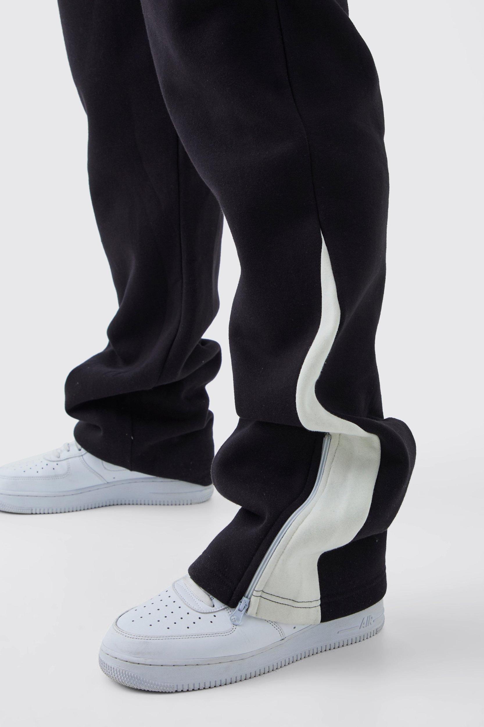 Plus Slim Flared Varsity Gusset Sweatpants | boohooMAN USA Product Image