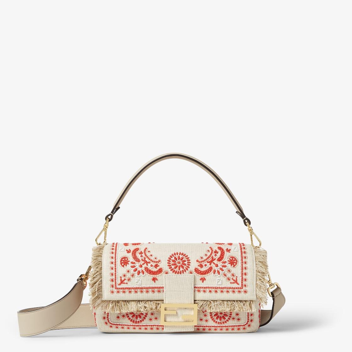 BaguetteCanvas bag with Coral Bandana embroidery Product Image