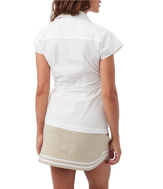 Trina Turk Avant Stretch Poplin Pont Collar Cap Sleeve Wrap Top Product Image