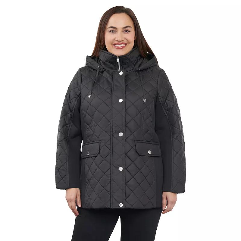 Plus Size London Fog Quilted Jacket, Women's, Size: 3XL, Black Product Image