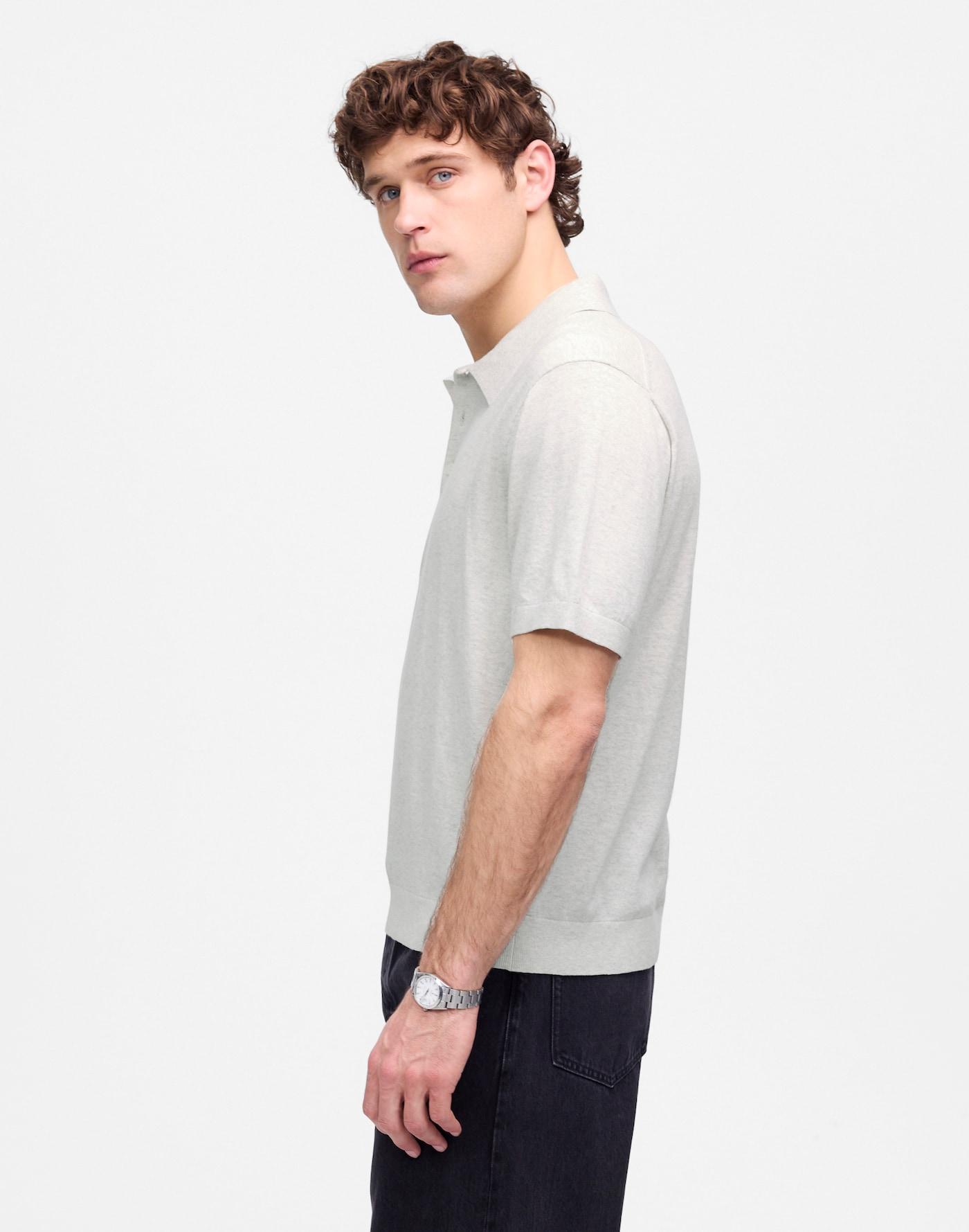 Three-Button Sweater Polo Shirt Product Image