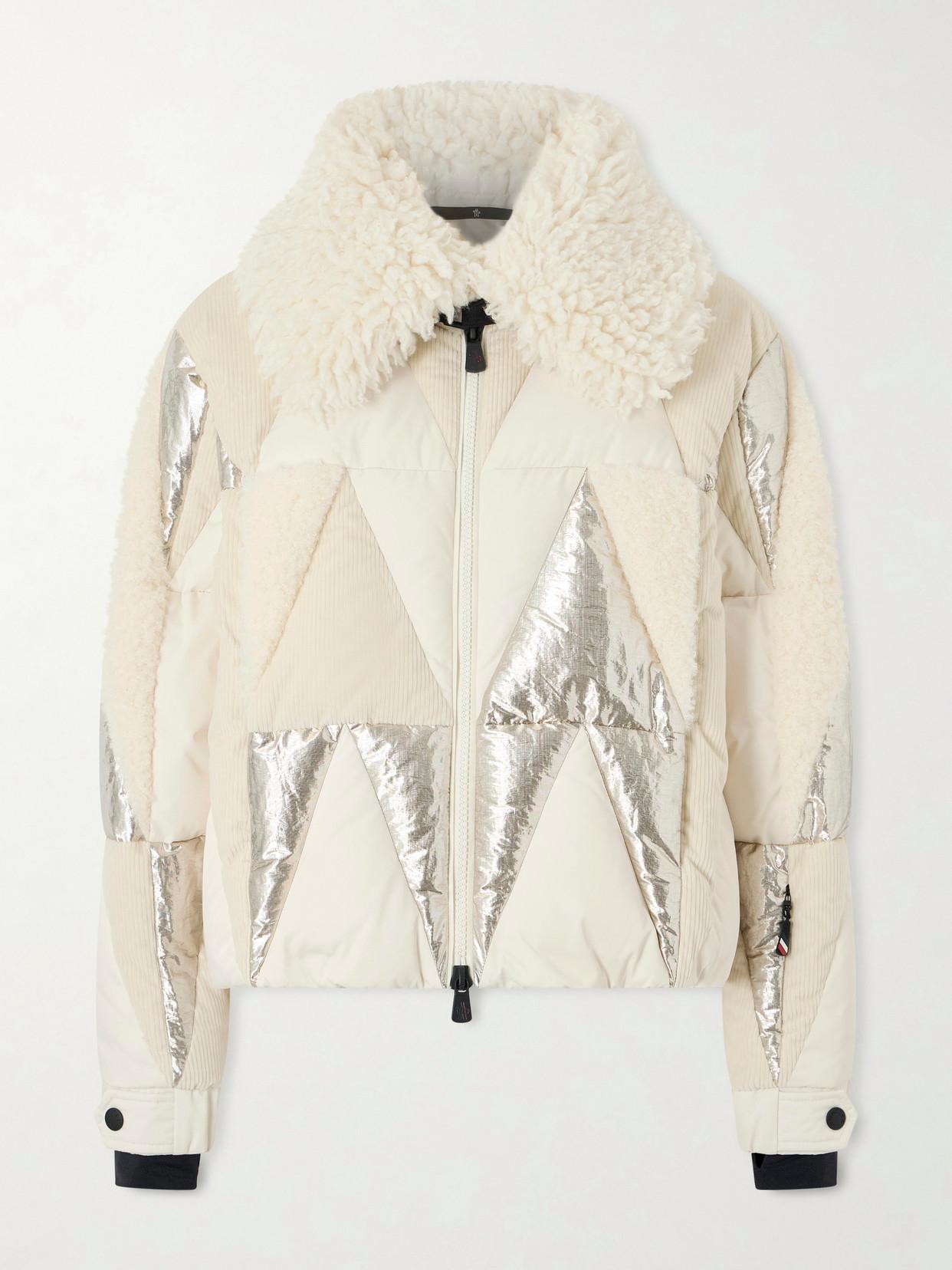 MONCLER Pamiers Paneled Quilted Wool-blend Fleece-and Cotton-corduroy Down Ski Jacket In Multi Product Image