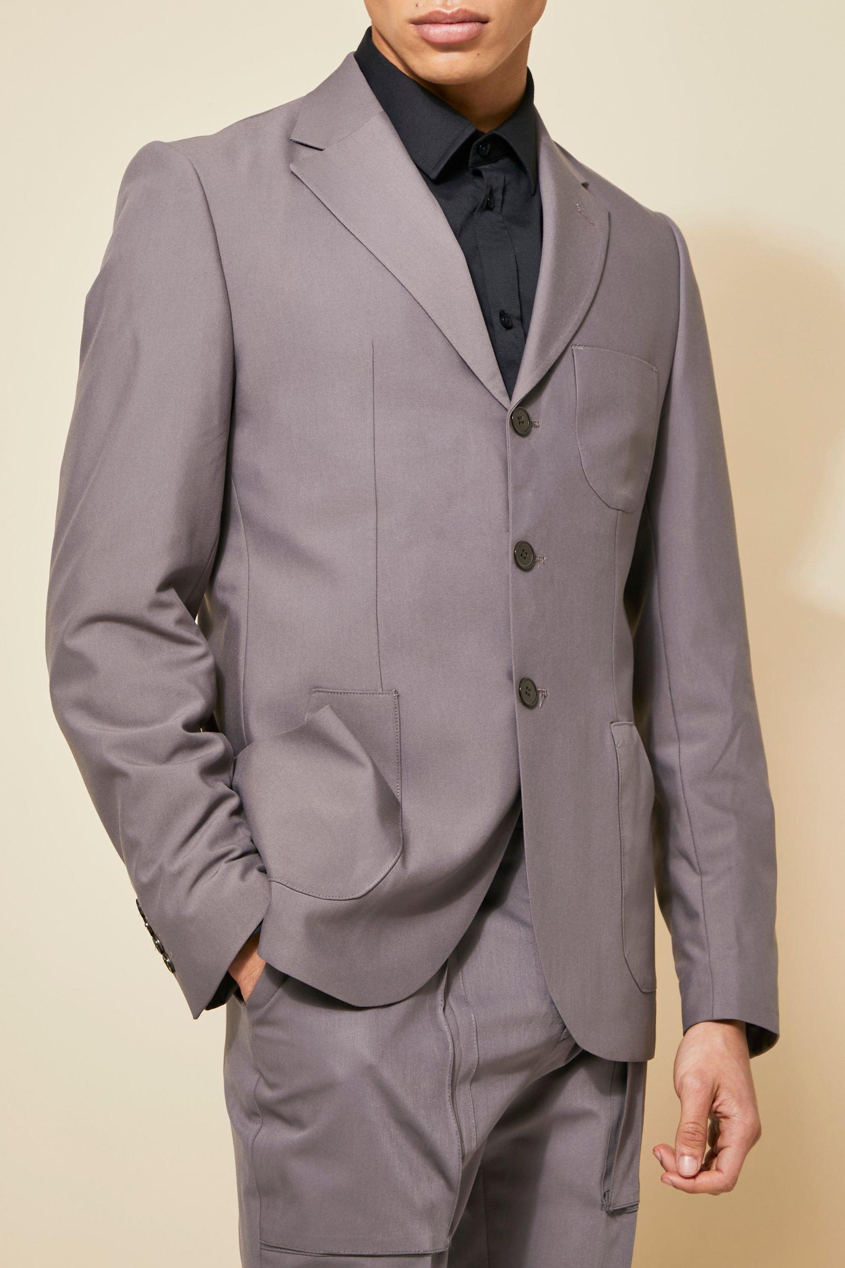 Single Breasted Patch Pocket Slim Suit Jacket | boohooMAN USA Product Image