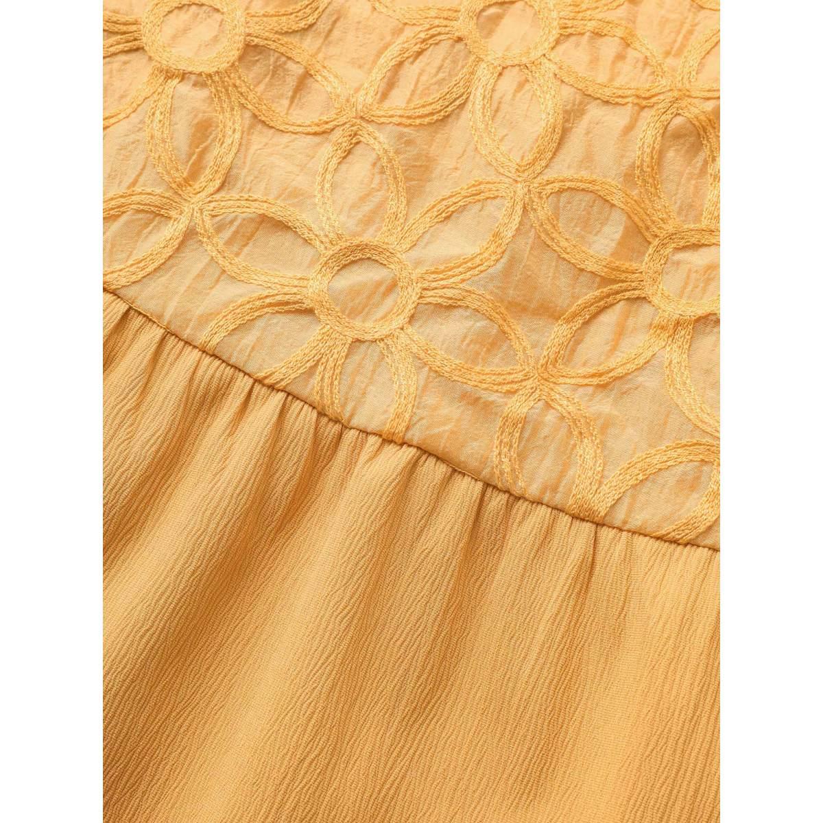 Plus Size Floral Texture Ruffle Layered Hem Cami Top Women Orange Resort Woven ribbon&lace trim Non Vacation Tank Tops Camis BloomChic 22-24/3X Product Image