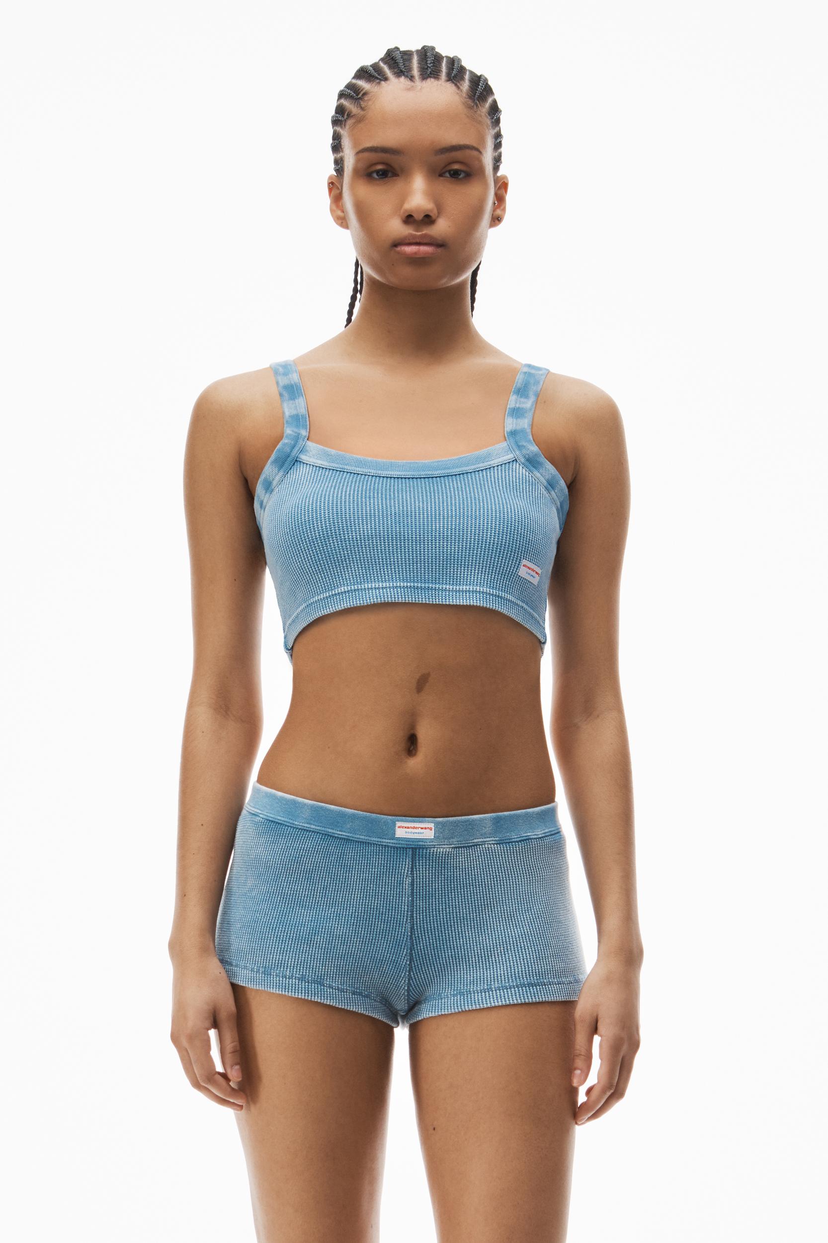 Cropped Camisole In Waffle-knit Cotton Stretch Product Image