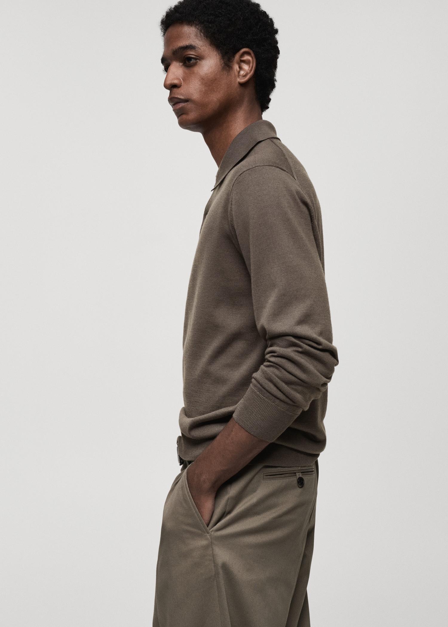 100% merino wool polo sweater - Men | MANGO USA Product Image
