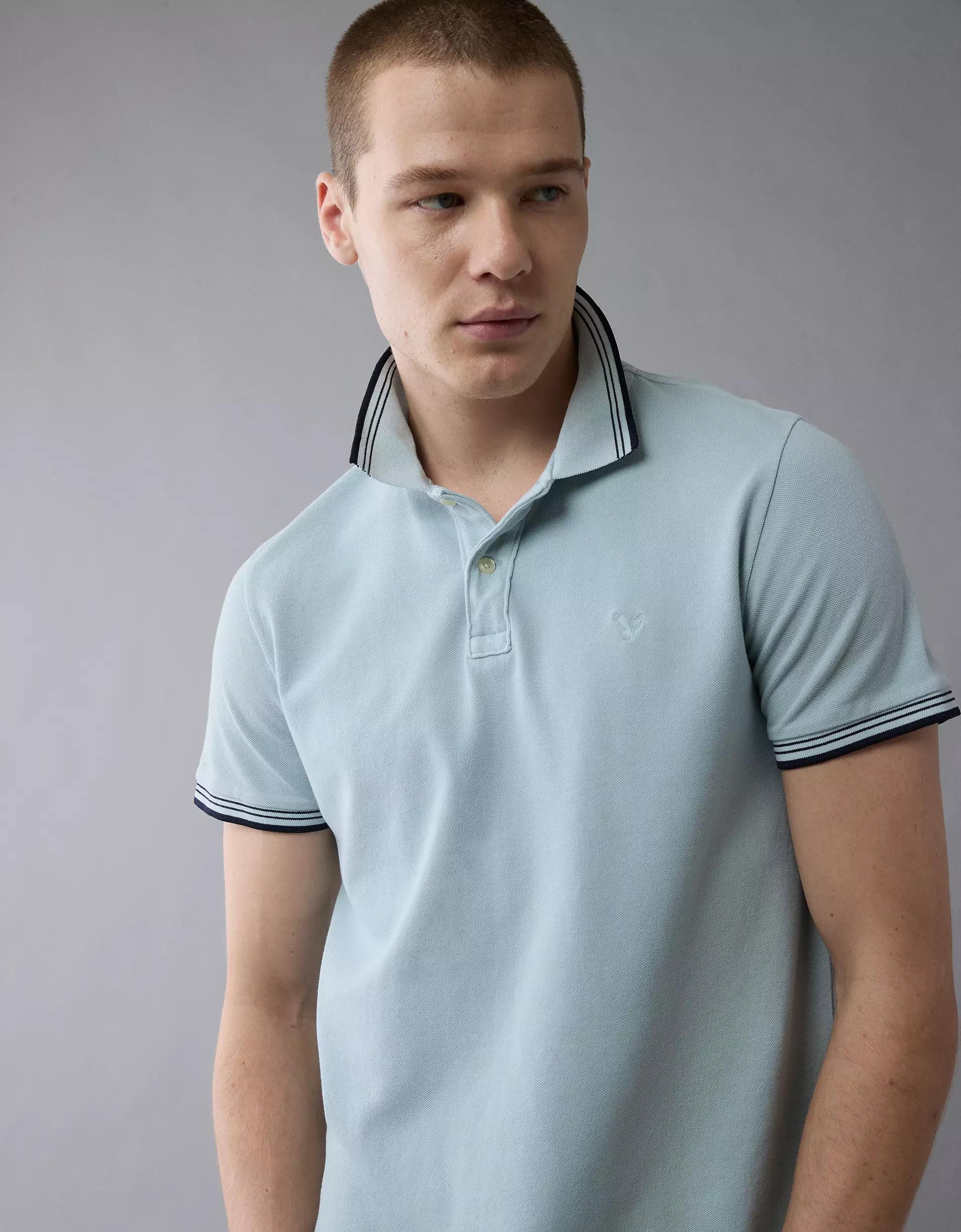 AE Lived-In Stretch Pique Slim Fit Tipped Polo Shirt Product Image