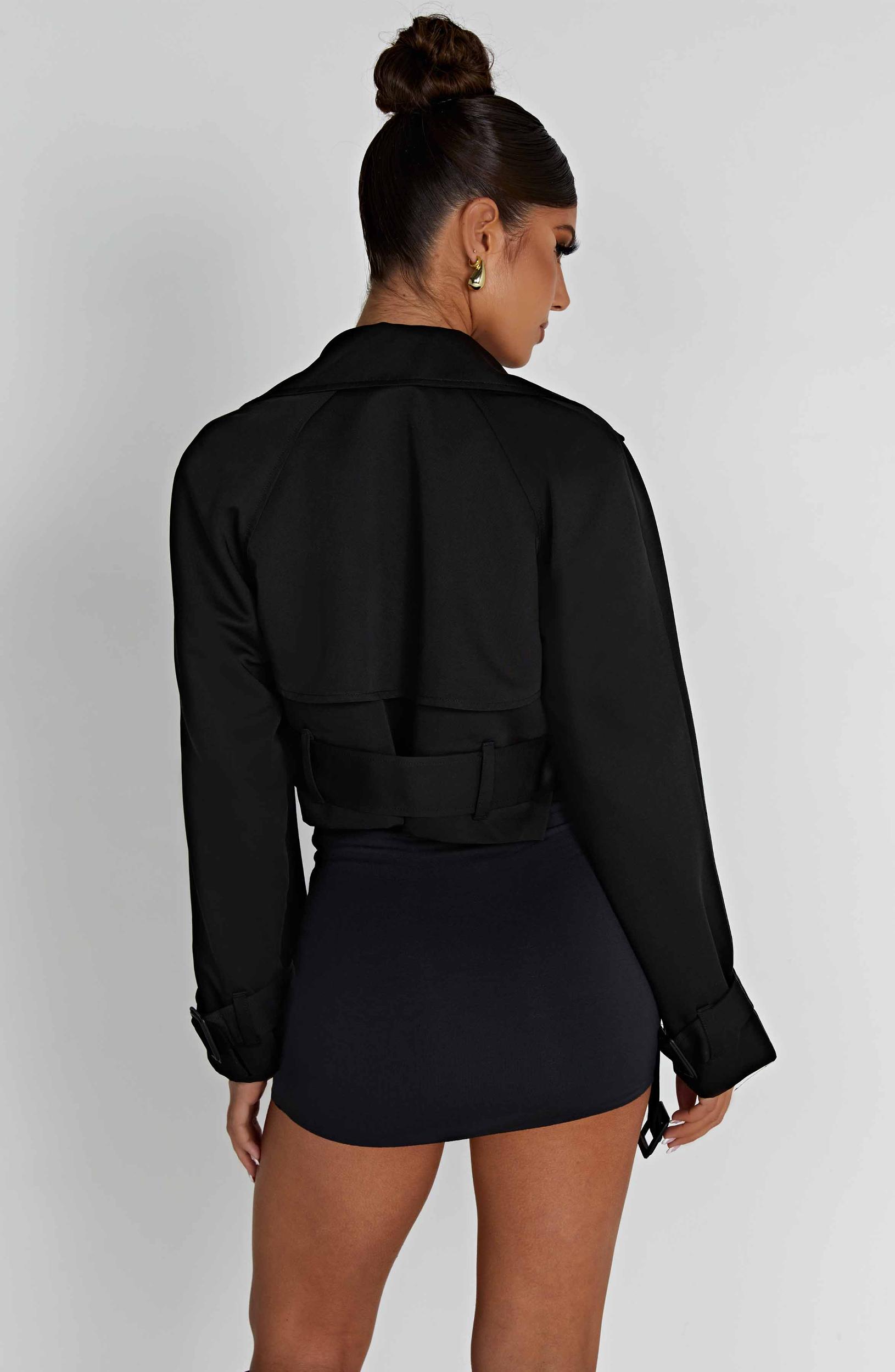 Caprice Cropped Trench Coat - Black Product Image