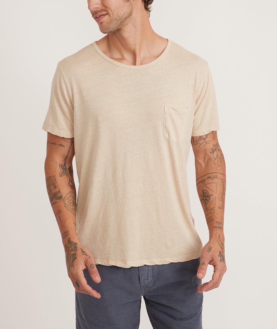 Relaxed Hemp Cotton Pocket Tee in Sand Product Image