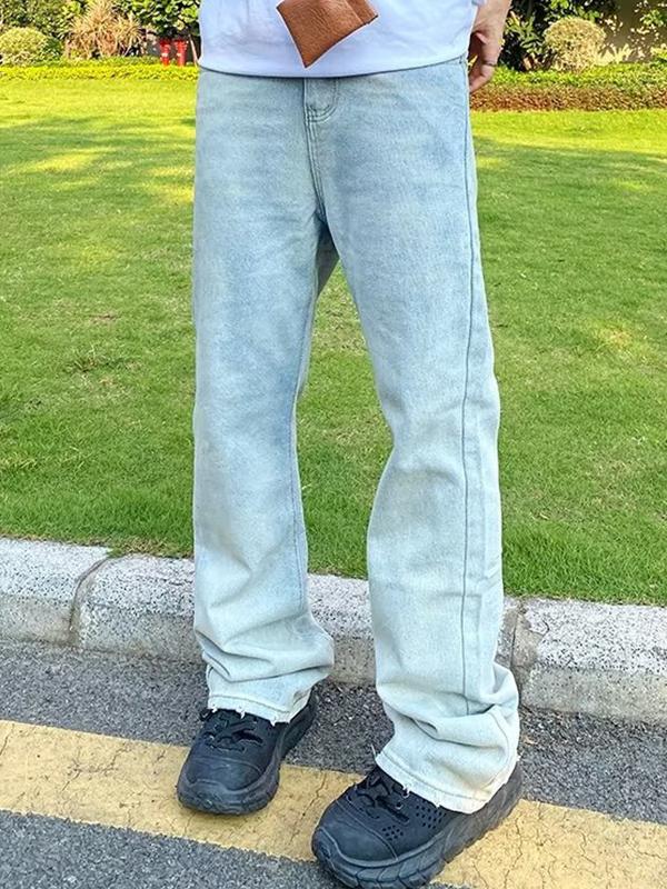 Men's Embroidered Print Loose Jeans Product Image