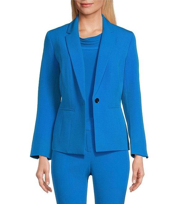 Kasper Petite Size Stretch Crepe One Button Panel Seamed Blazer Product Image