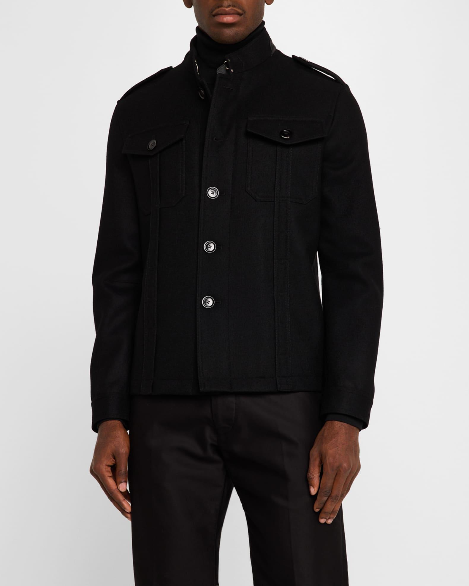 Men's Wool Stand-Collar Overshirt Product Image