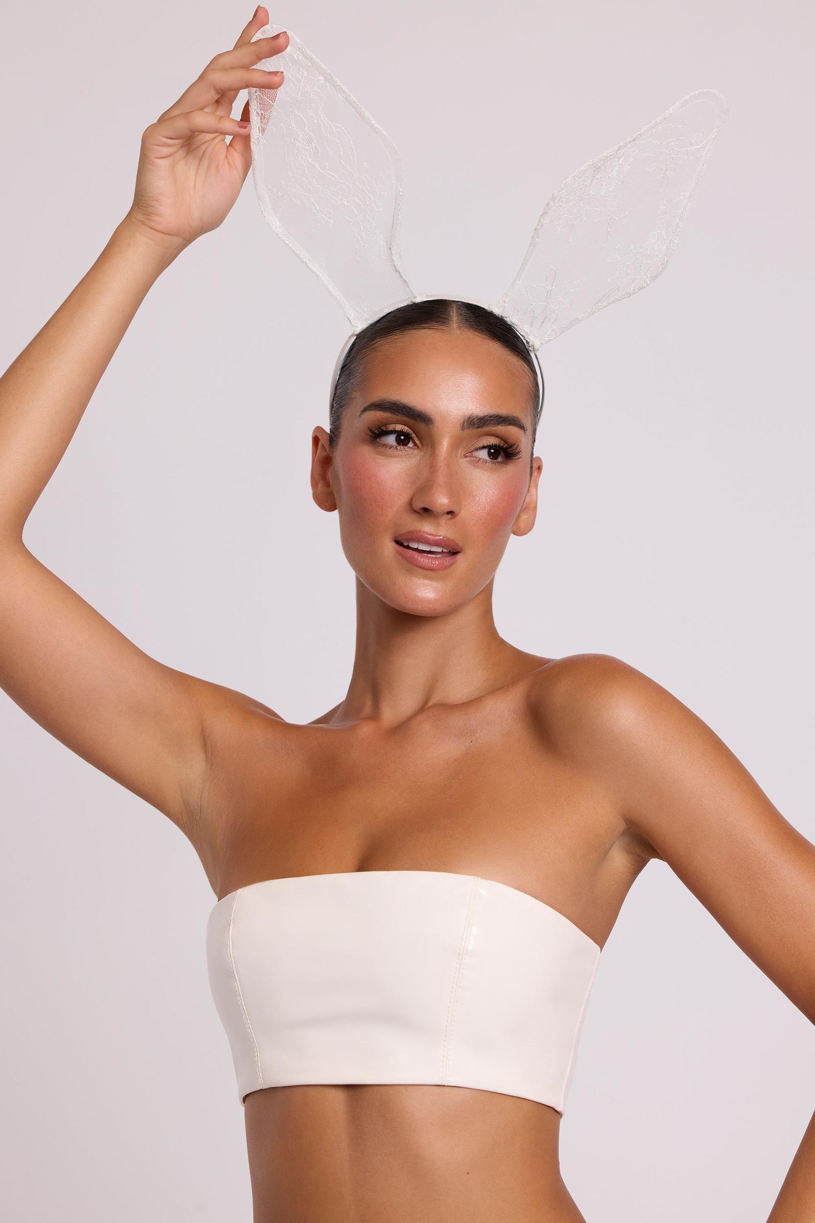 Vinyl Bandeau Bralette in White Product Image