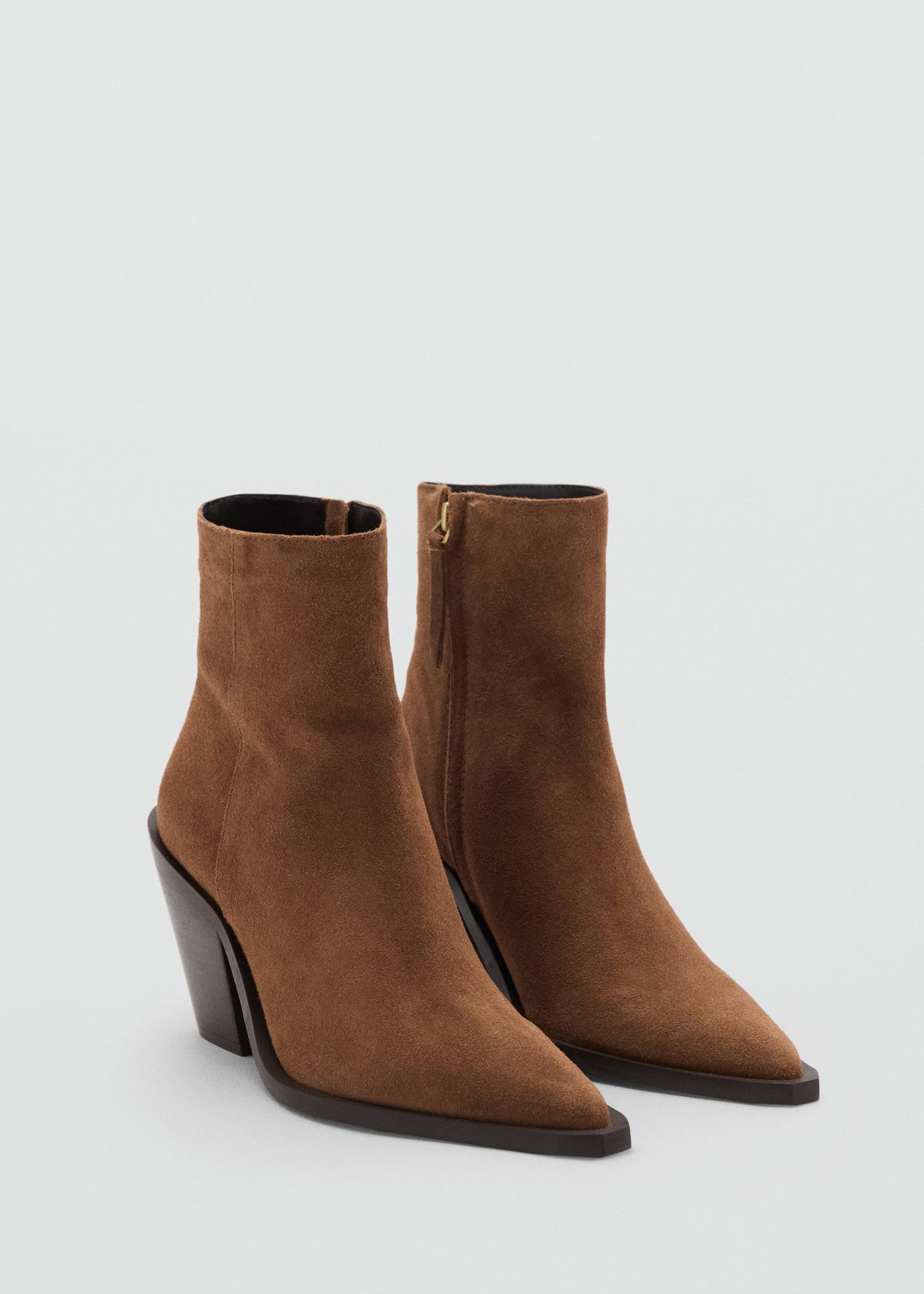 Heel suede ankle boot - Women | MANGO USA Product Image
