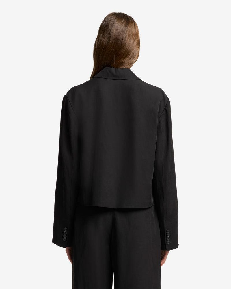 Cropped Linen Blend Blazer Product Image
