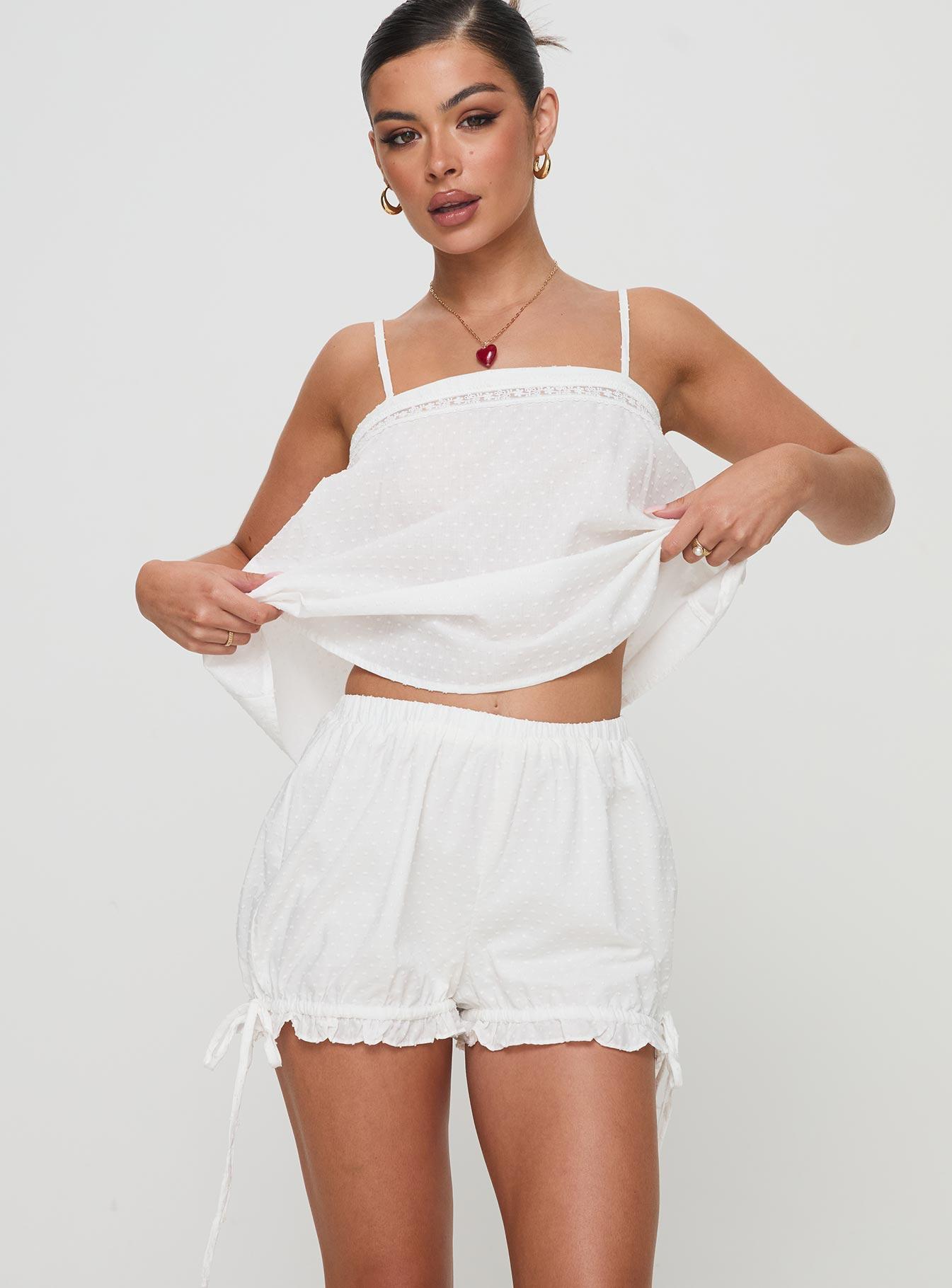 Invisible String Lace Sleep Short White Product Image