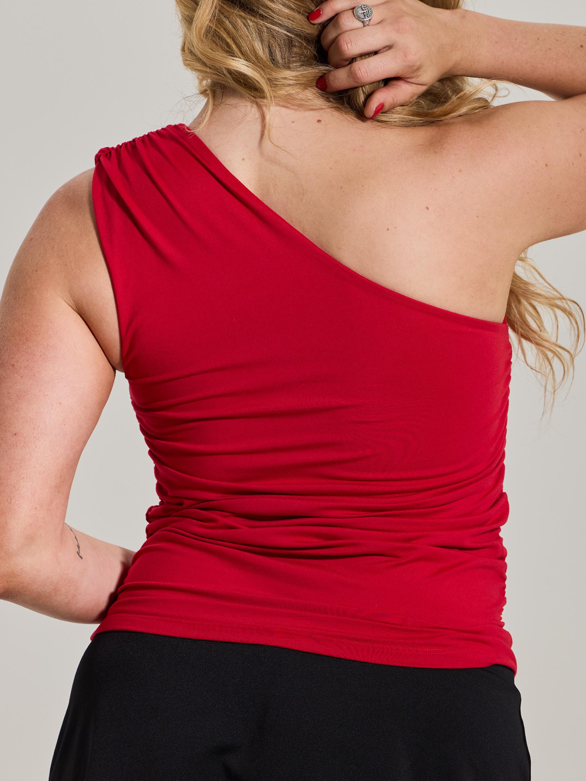 Solid Ruched One Shoulder Product Image