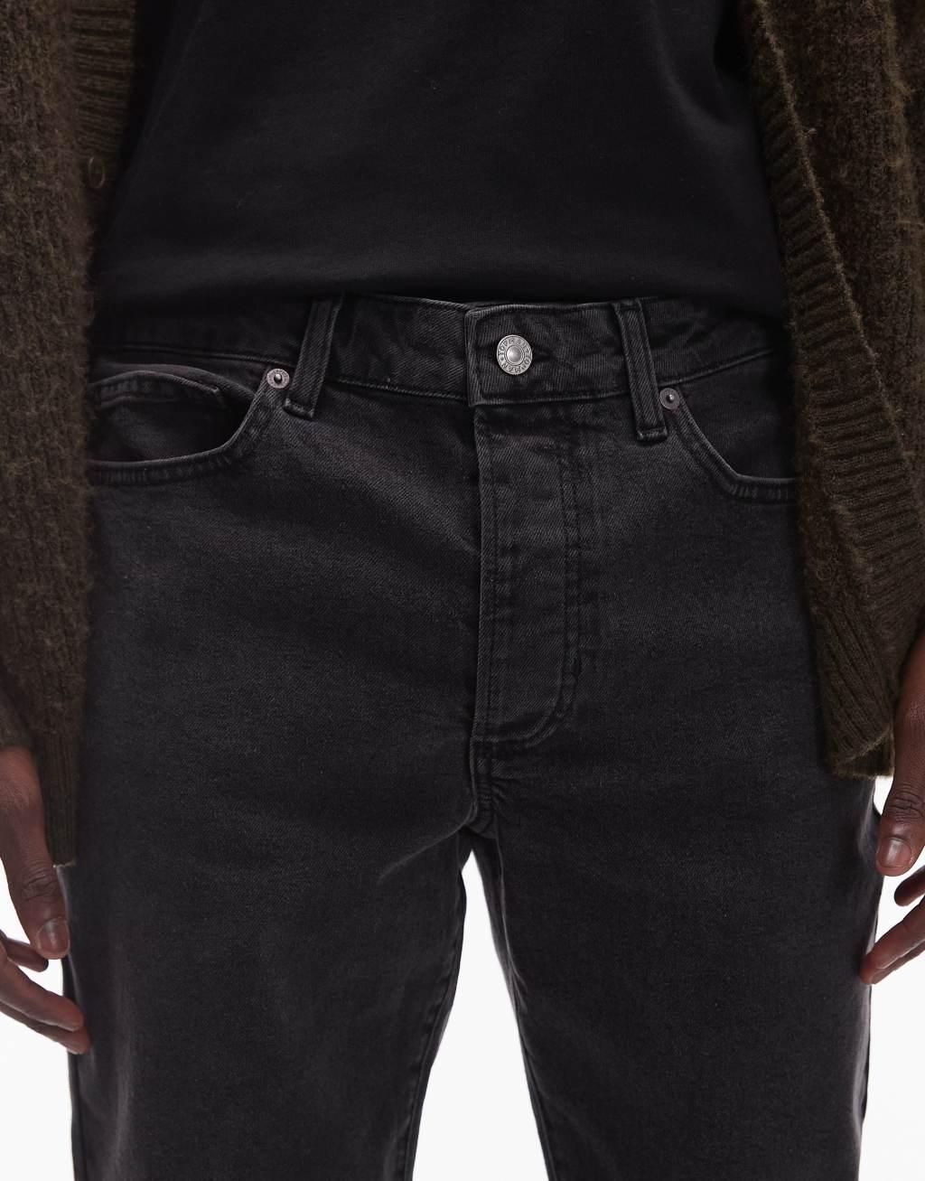 Topman stretch skinny jeans in washed black Product Image