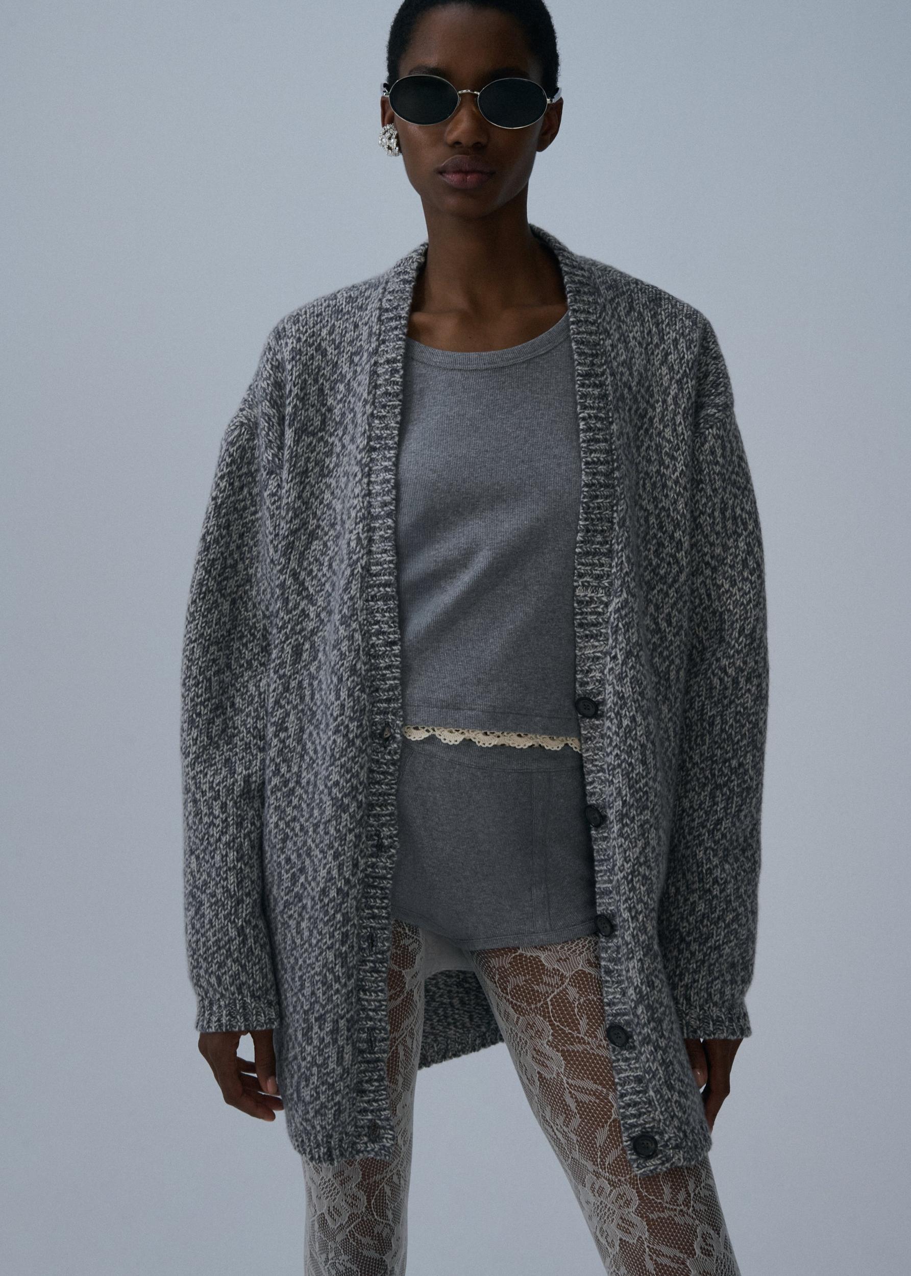 Lace-detail tank top in grey Product Image