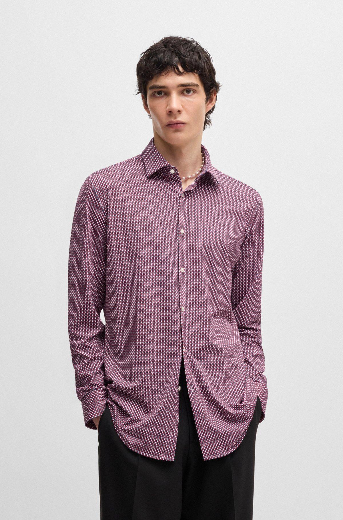 Slim-fit shirt in printed performance-stretch jersey Product Image