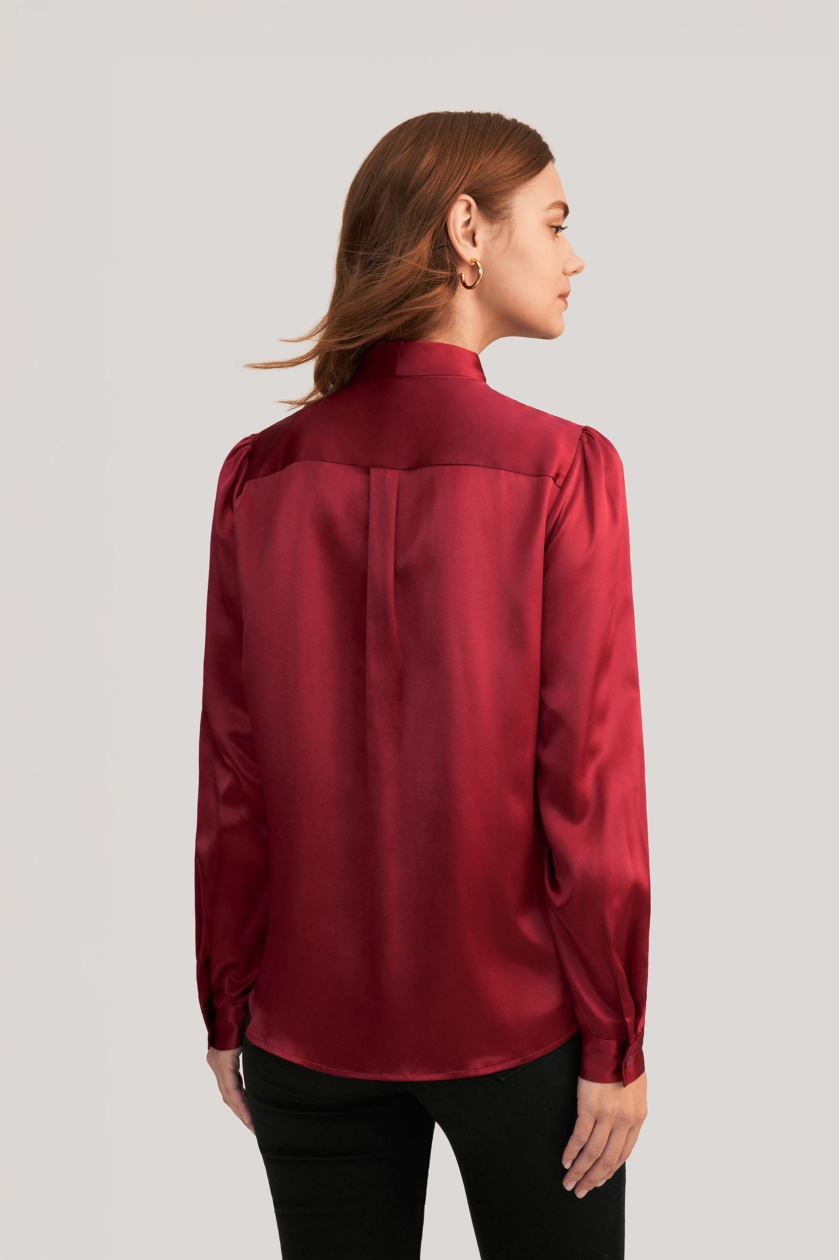 Women Bow-tie Neck Silk Blouse Product Image