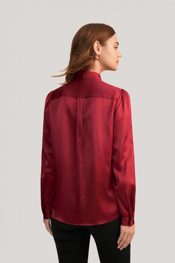 Women Bow-tie Neck Silk Blouse Product Image