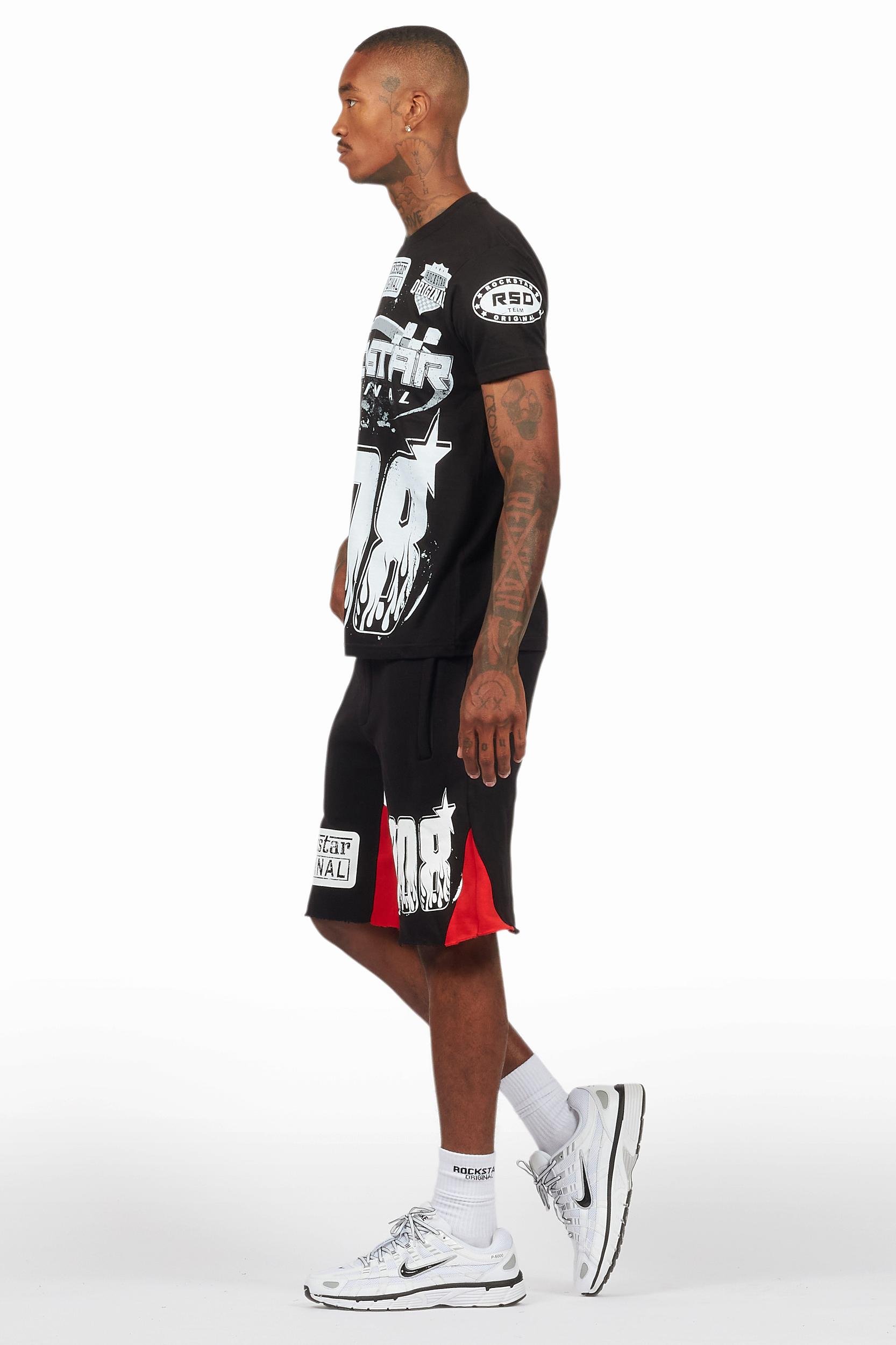 Amos Black Relaxed T-Shirt/Short Set Male Product Image