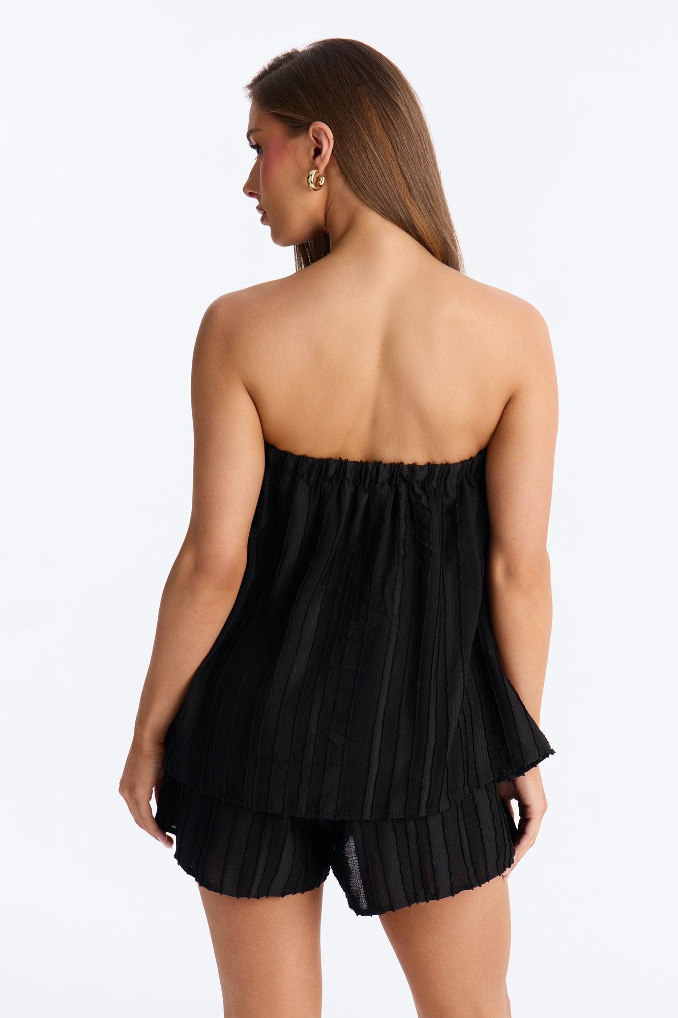 Kayley Strapless Tiered Romper - Black Female Product Image
