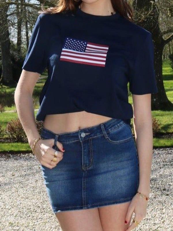 Flag Print Oversized Short Sleeve Tee Product Image