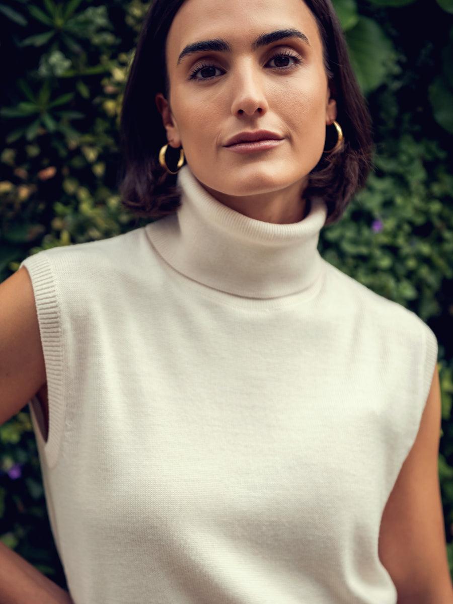 Women's Atlas Merino Sleeveless Turtleneck - Ivory Product Image