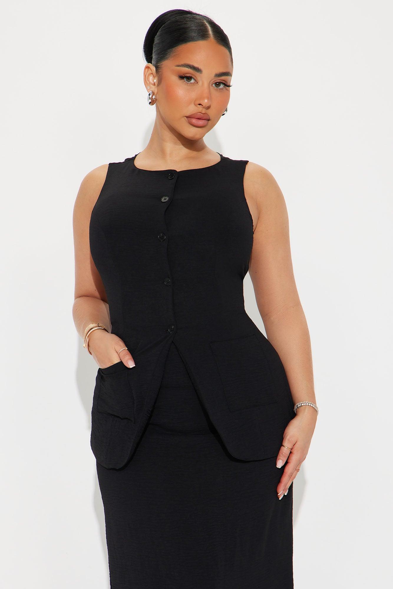 Alina Vest And Maxi Skirt Set - Black Product Image