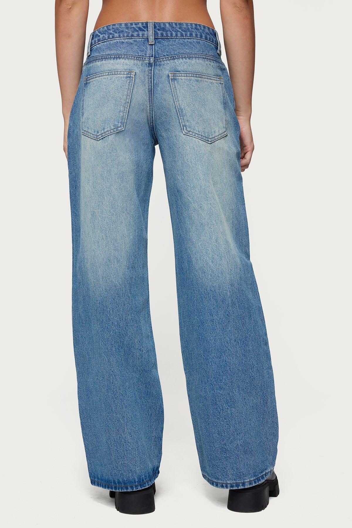 Magda Acid Wash Low Rise Baggy Jeans Product Image