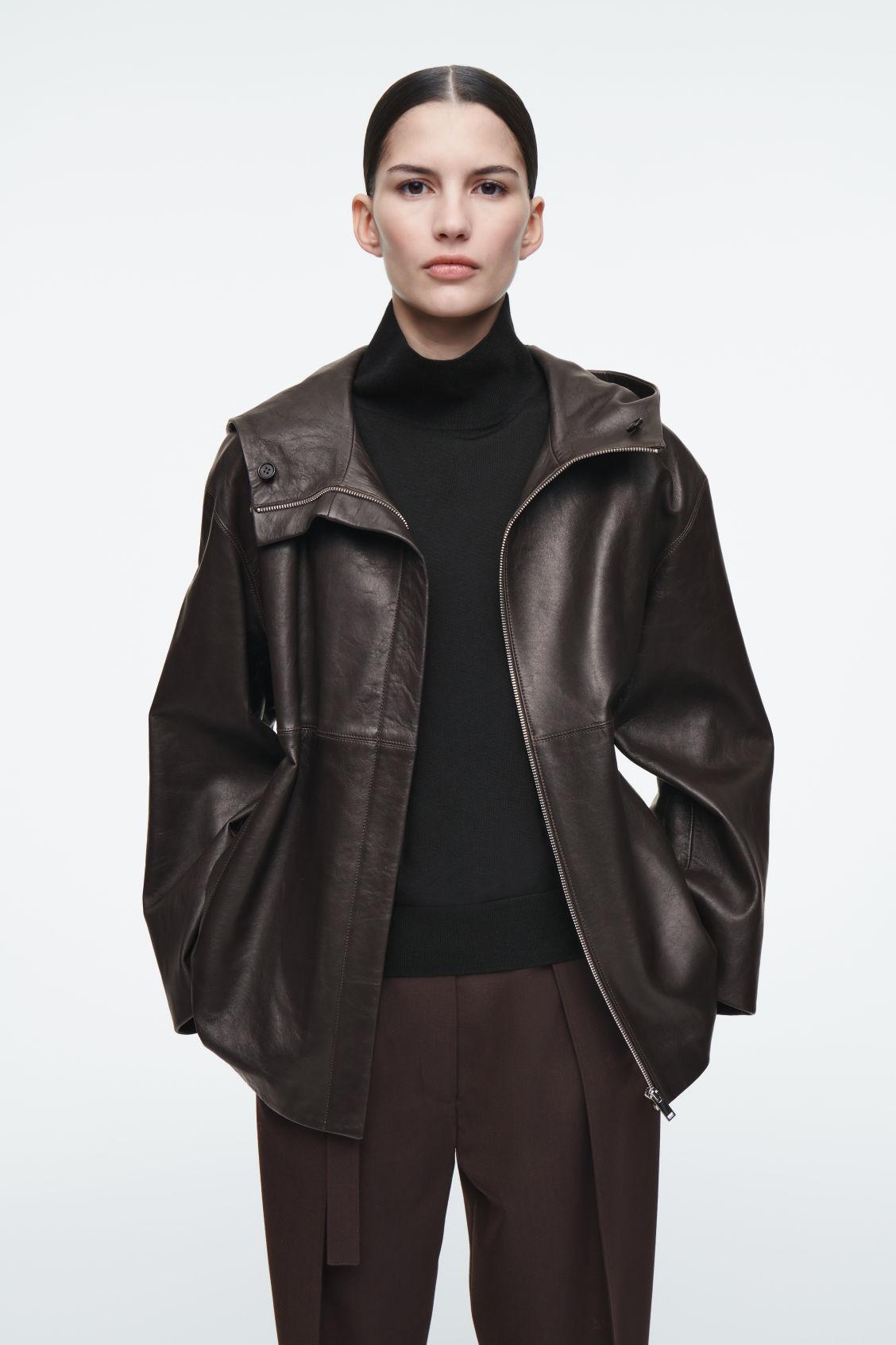 SHEARLING-LINED NAPPA HOODED JACKET Product Image