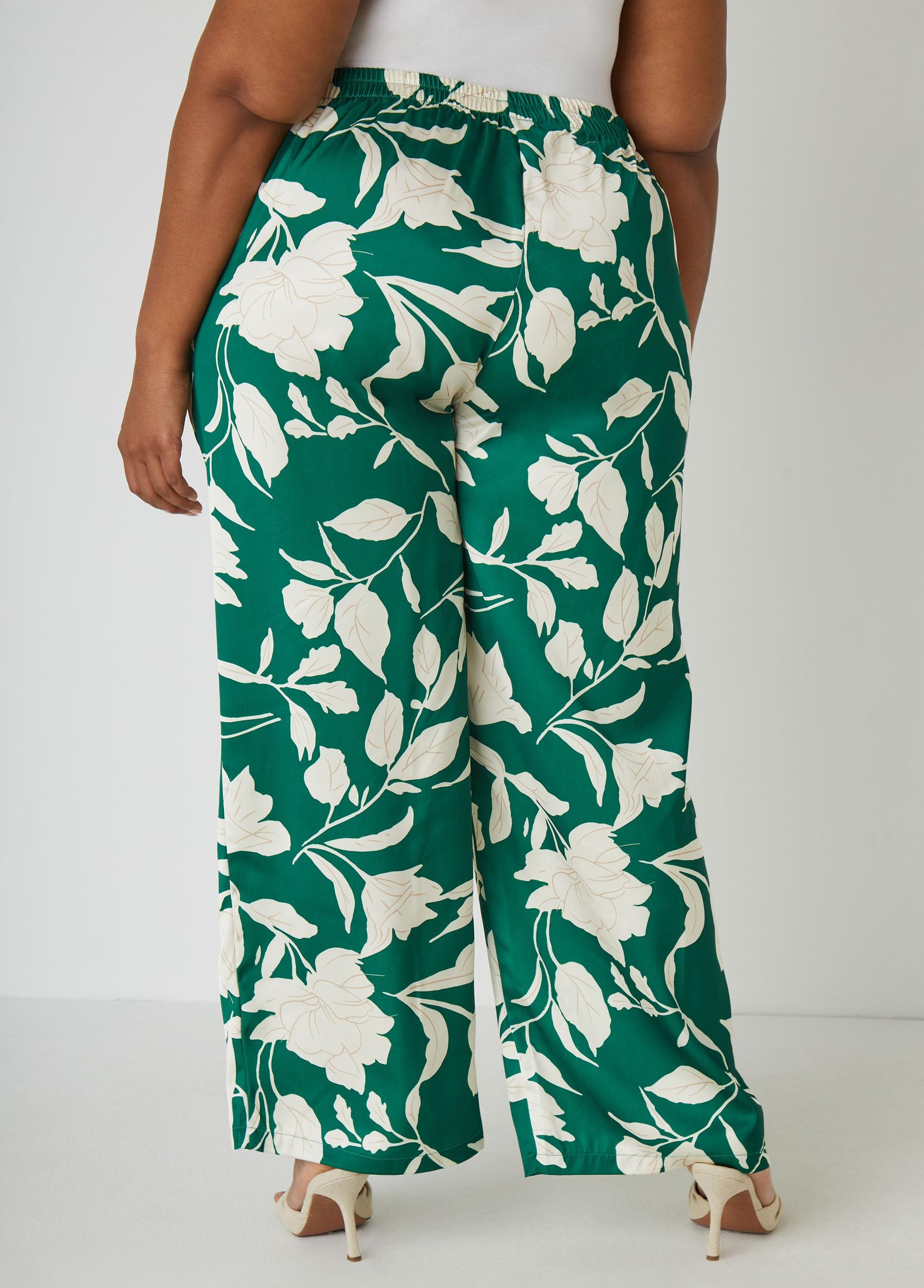 Floral Print Satin Wide Leg Pants Product Image