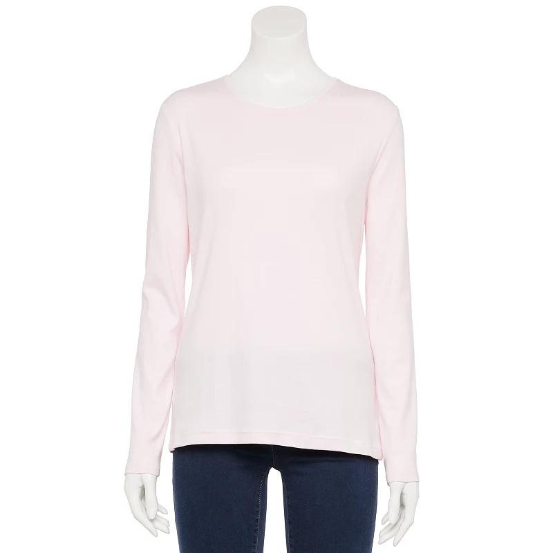 Women's Croft & Barrow® Essential Long-Sleeve Classic Crewneck Tee,  Product Image