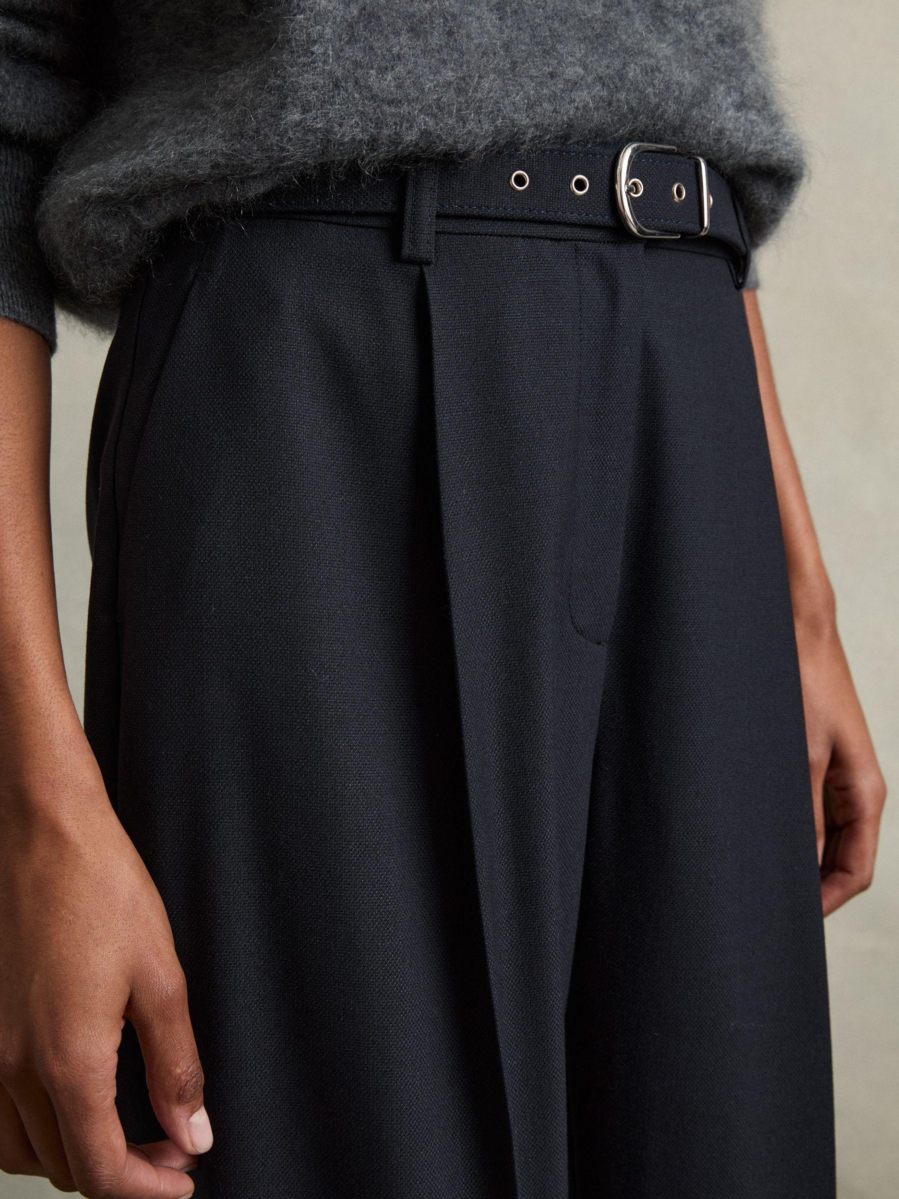 Tapered Belted Trousers in Navy Product Image