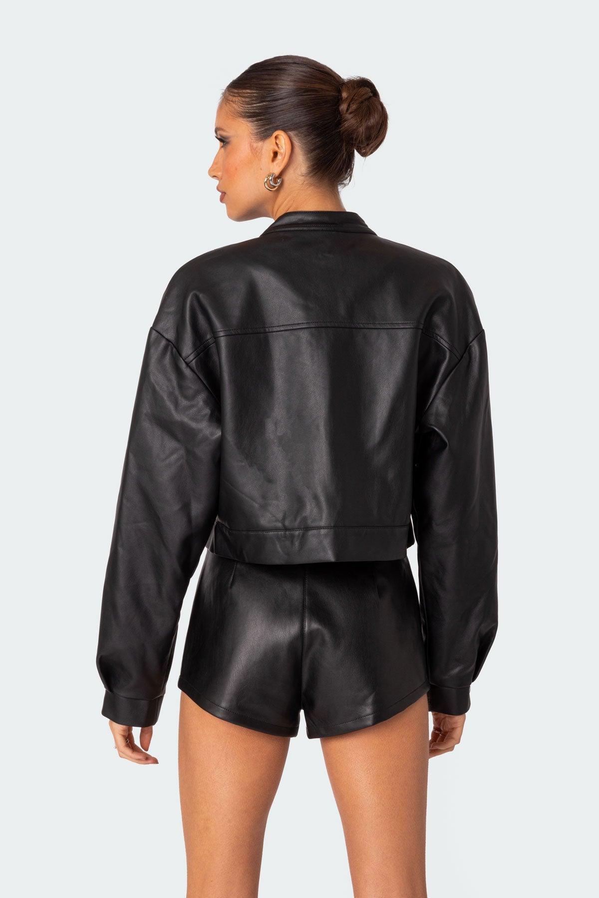 Ramona Faux Leather Cropped Jacket Product Image