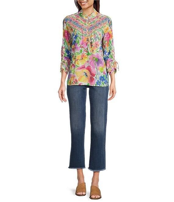 NYDJ Marilyn Stretch Denim Lift Tuck® Mid Rise Straight Leg Frayed Hem Ankle Jeans Product Image